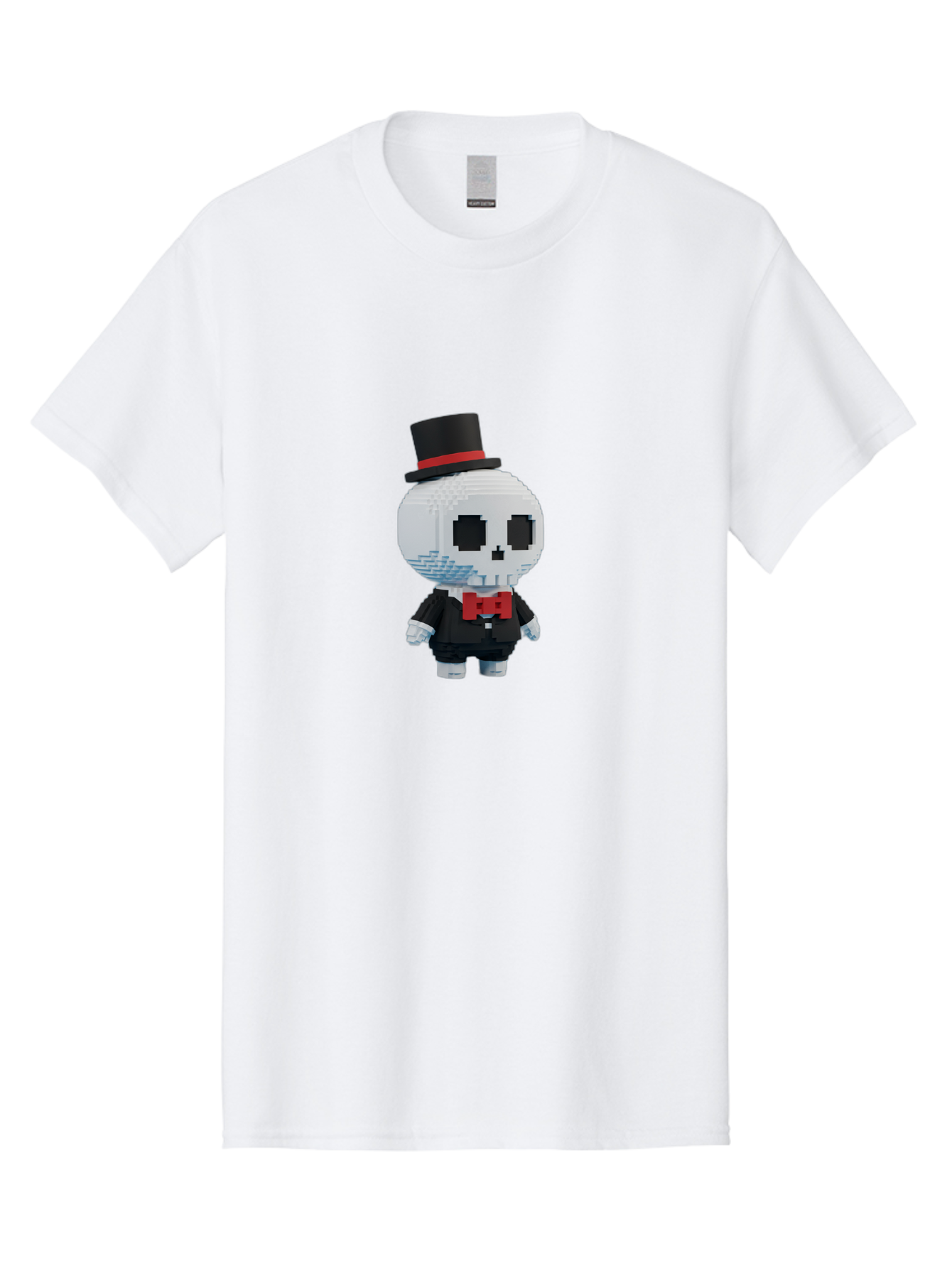 Sans-By-Toby-Fox Men'S Graphic Tee, 100% Cotton, Comfortable Casual Summer Wear, Machine Washable, Pixel Art Skeleton, 8-Bit Character, Top Hat, Red Bow Tie, Black Tuxedo, Gothic Style, Digital Art, Cartoon Character, Pixelated Graphics Bad509