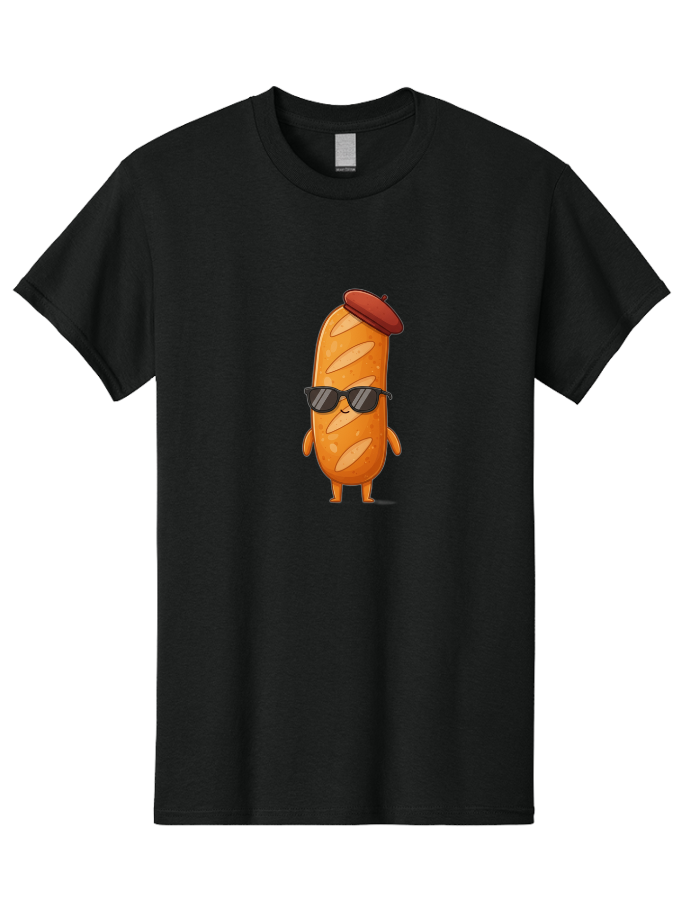 Sausage-Roll Men'S Graphic Tee, 100% Cotton, Comfortable Casual Summer Wear, Machine Washable, Cartoon Bread Character, Bread With Sunglasses, Bread With Beret, Funny Food Illustration, Humorous Baked Goods, Quirky Cartoon Character, Bad513