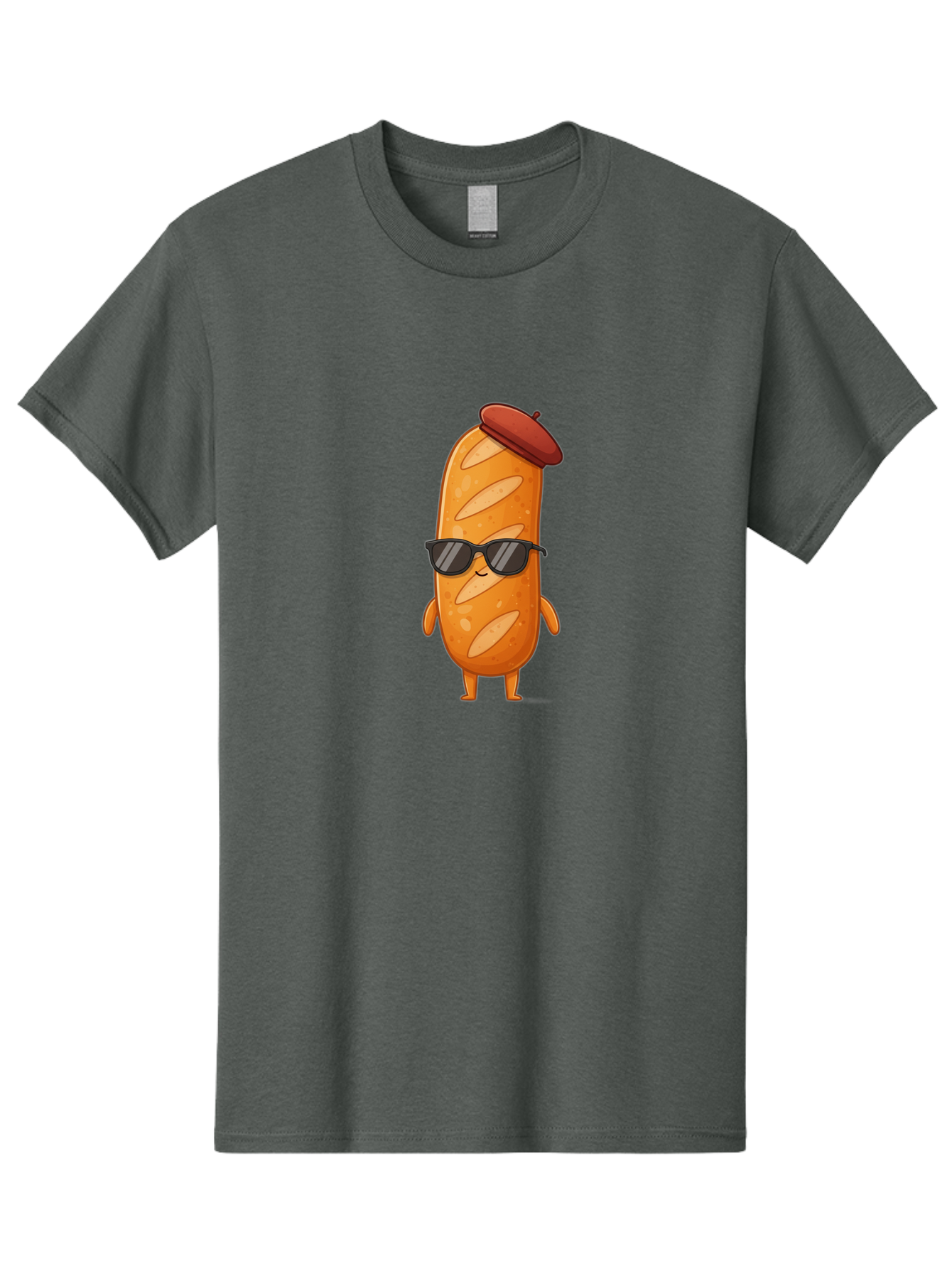 Sausage-Roll Men'S Graphic Tee, 100% Cotton, Comfortable Casual Summer Wear, Machine Washable, Cartoon Bread Character, Bread With Sunglasses, Bread With Beret, Funny Food Illustration, Humorous Baked Goods, Quirky Cartoon Character, Bad513