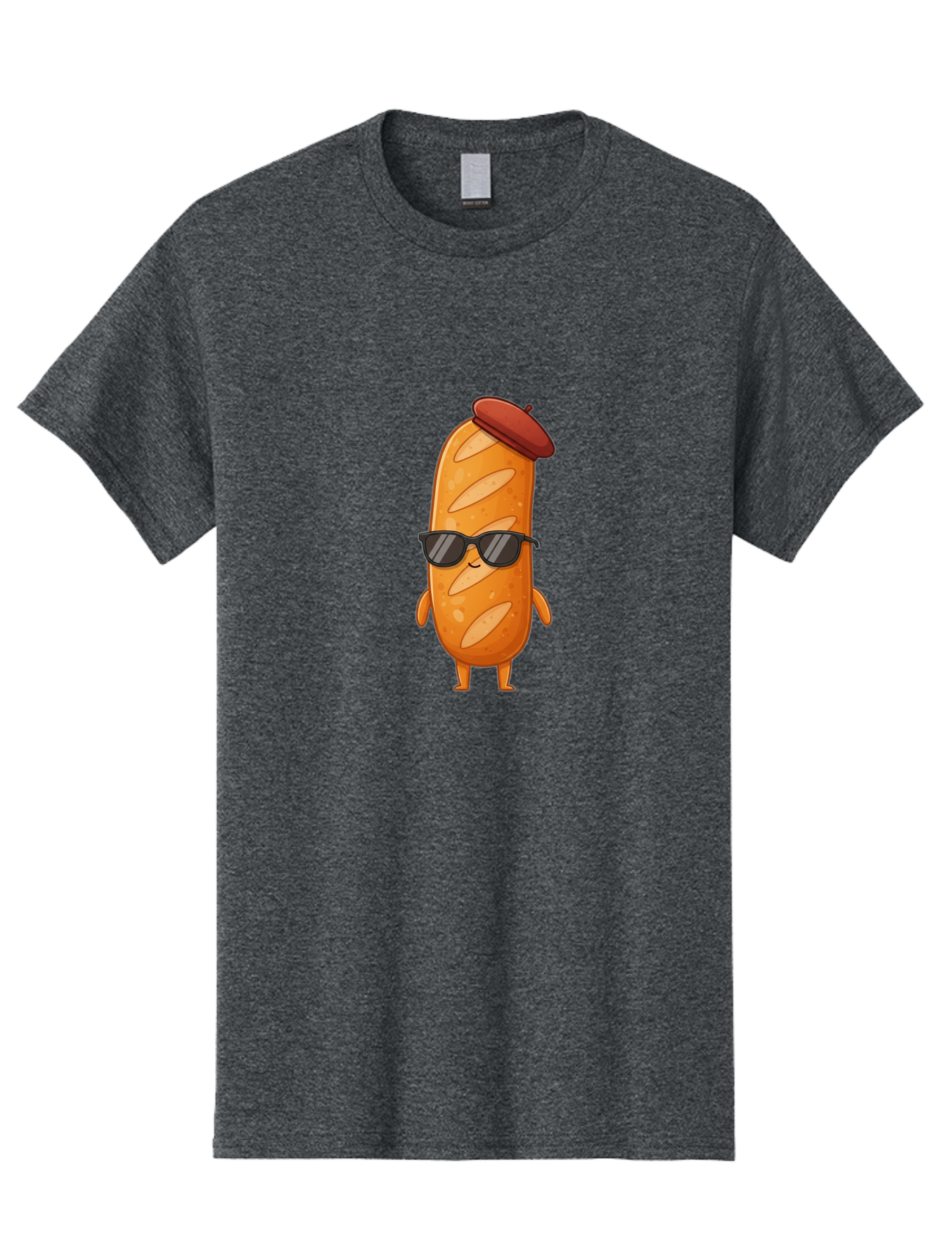 Sausage-Roll Men'S Graphic Tee, 100% Cotton, Comfortable Casual Summer Wear, Machine Washable, Cartoon Bread Character, Bread With Sunglasses, Bread With Beret, Funny Food Illustration, Humorous Baked Goods, Quirky Cartoon Character, Bad513