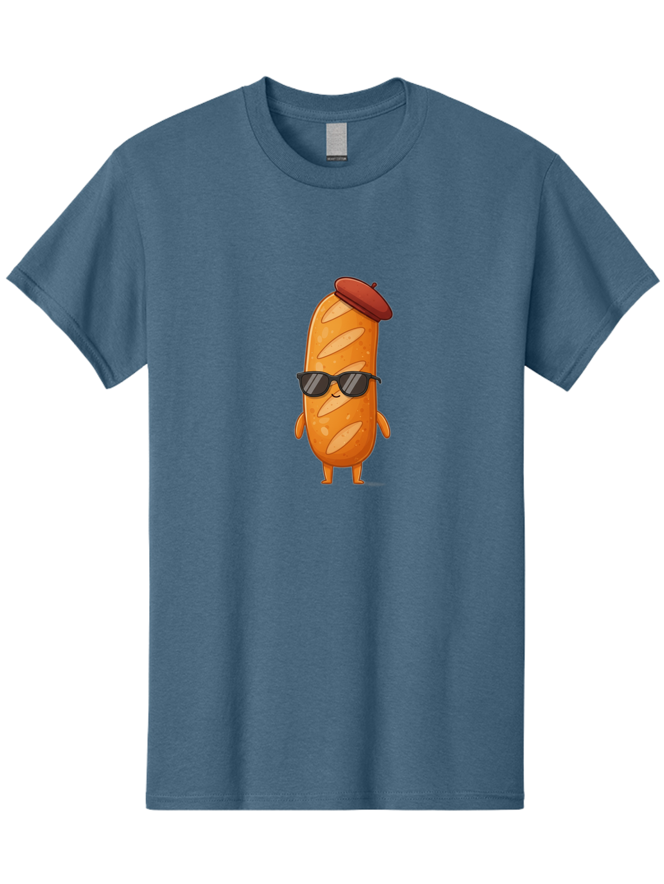 Sausage-Roll Men'S Graphic Tee, 100% Cotton, Comfortable Casual Summer Wear, Machine Washable, Cartoon Bread Character, Bread With Sunglasses, Bread With Beret, Funny Food Illustration, Humorous Baked Goods, Quirky Cartoon Character, Bad513