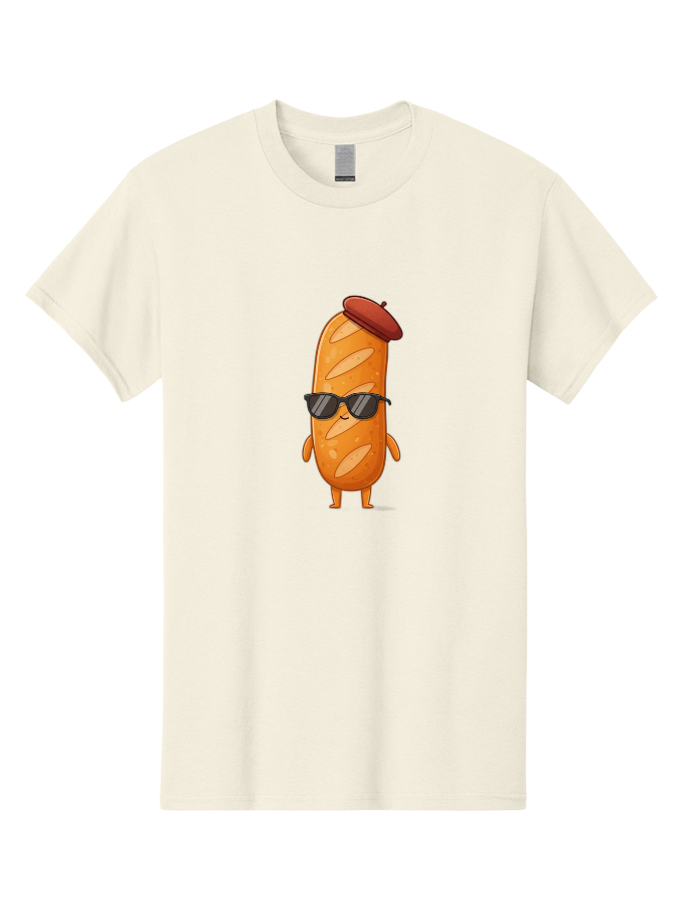 Sausage-Roll Men'S Graphic Tee, 100% Cotton, Comfortable Casual Summer Wear, Machine Washable, Cartoon Bread Character, Bread With Sunglasses, Bread With Beret, Funny Food Illustration, Humorous Baked Goods, Quirky Cartoon Character, Bad513