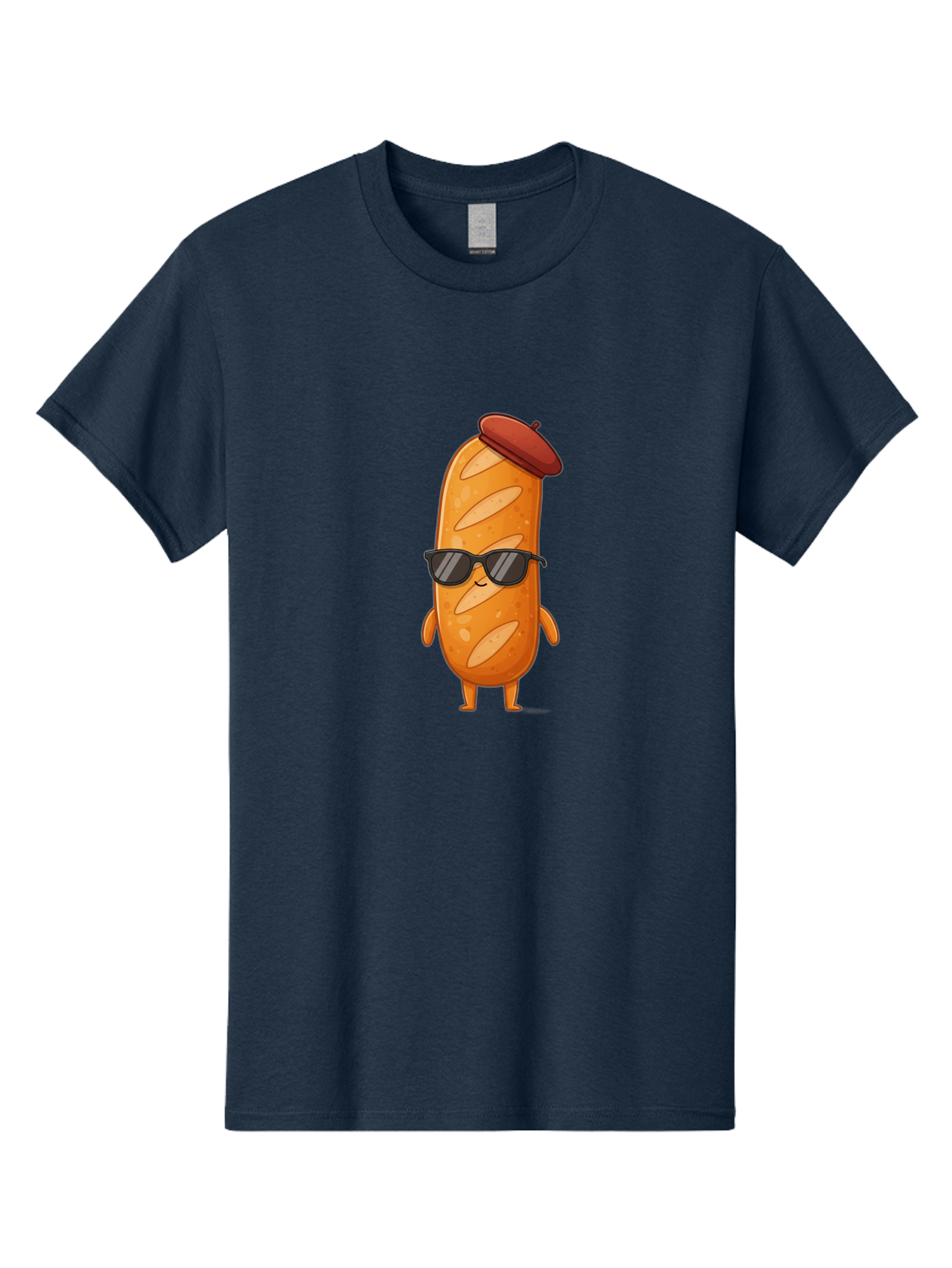 Sausage-Roll Men'S Graphic Tee, 100% Cotton, Comfortable Casual Summer Wear, Machine Washable, Cartoon Bread Character, Bread With Sunglasses, Bread With Beret, Funny Food Illustration, Humorous Baked Goods, Quirky Cartoon Character, Bad513
