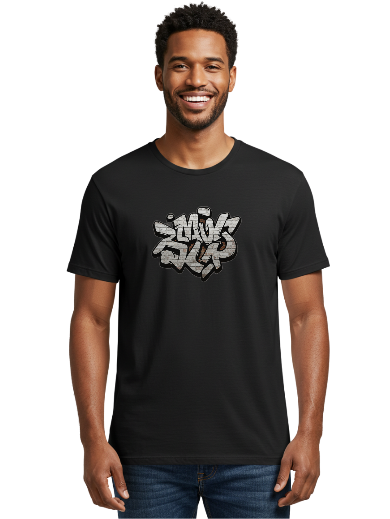 Savs-Savs Men'S Graphic Tee, 100% Cotton, Comfortable Casual Summer Wear, Machine Washable, Graffiti Art, Street Art, Urban Culture, Edgy Style, Bold Design, Skins Slap, Modern Aesthetic, Abstract Typography, Brick Texture, Stylized Lettering, Bad514