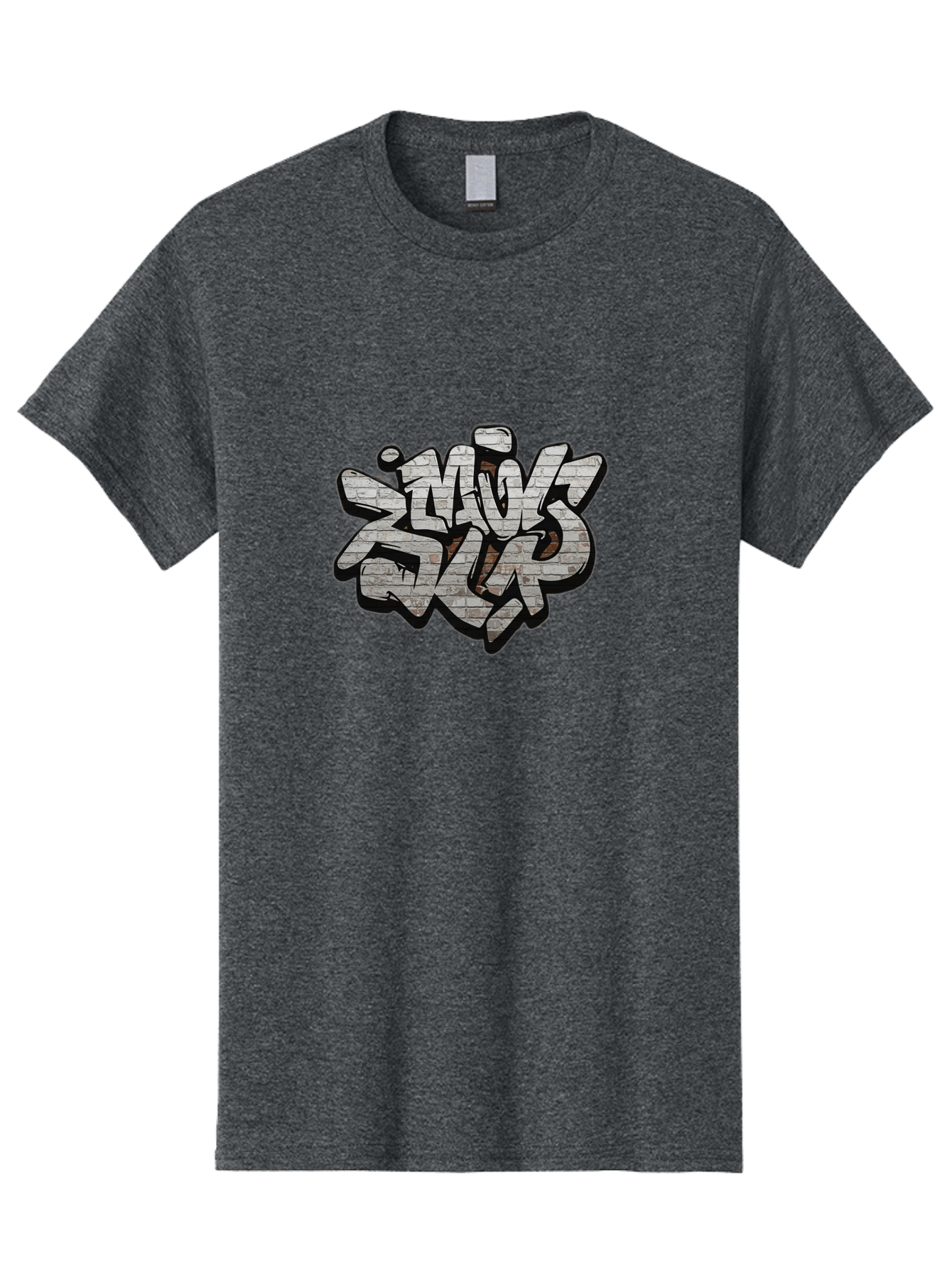 Savs-Savs Men'S Graphic Tee, 100% Cotton, Comfortable Casual Summer Wear, Machine Washable, Graffiti Art, Street Art, Urban Culture, Edgy Style, Bold Design, Skins Slap, Modern Aesthetic, Abstract Typography, Brick Texture, Stylized Lettering, Bad514