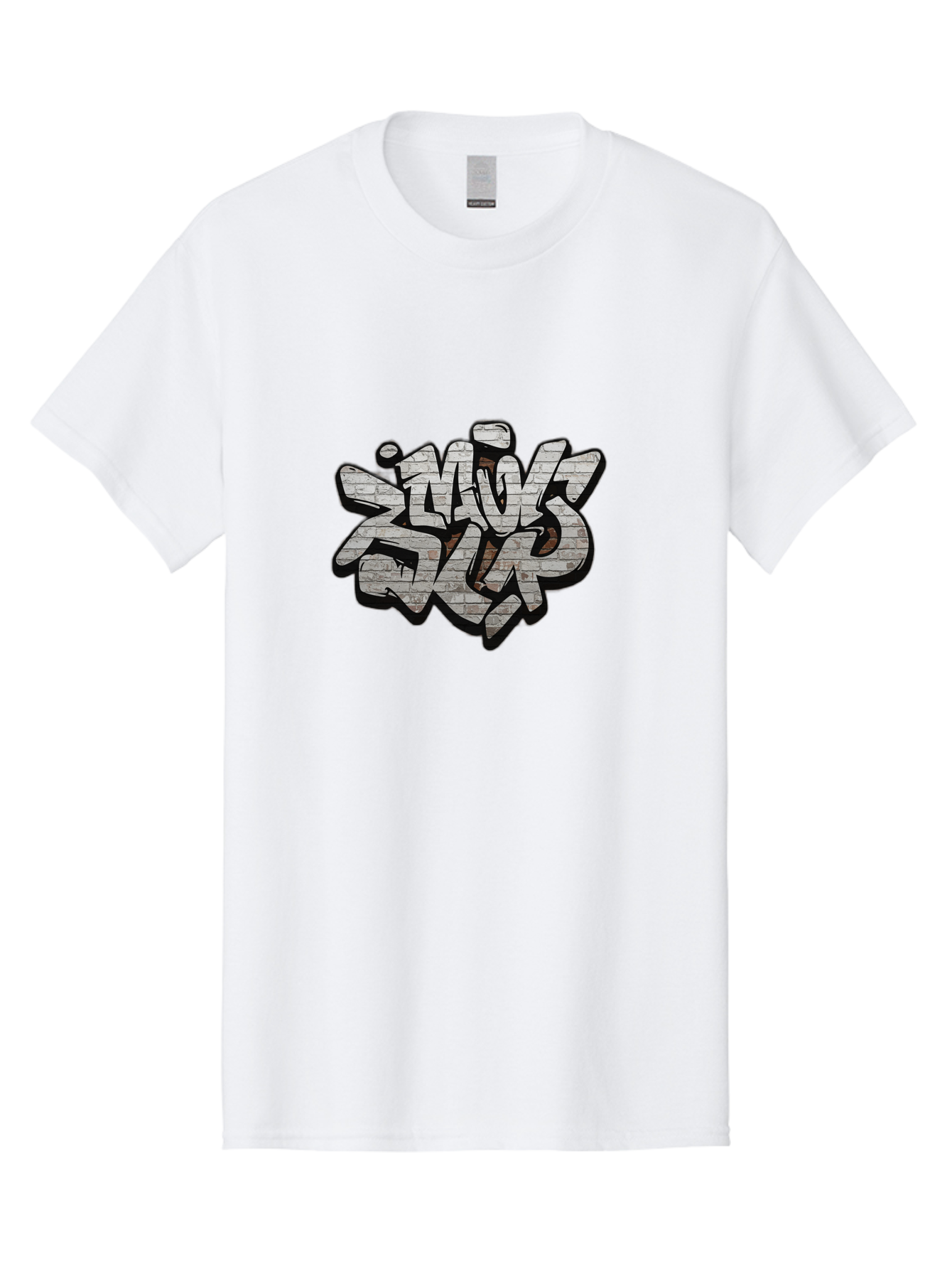 Savs-Savs Men'S Graphic Tee, 100% Cotton, Comfortable Casual Summer Wear, Machine Washable, Graffiti Art, Street Art, Urban Culture, Edgy Style, Bold Design, Skins Slap, Modern Aesthetic, Abstract Typography, Brick Texture, Stylized Lettering, Bad514