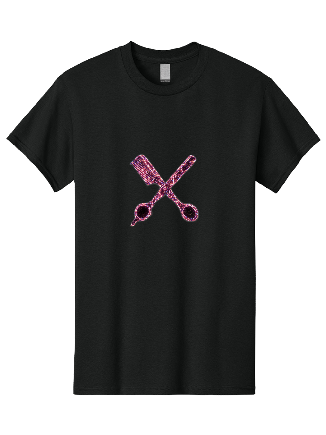 Scissors-And-Comb-1 Men'S Graphic Tee, 100% Cotton, Comfortable Casual Summer Wear, Machine Washable, Salon Logo, Beauty Tools, Hair Cutting Scissors, Comb And Scissors, Hairdressing Equipment, Beauty Salon, Pink Graphics, Salon Icon, Bad518