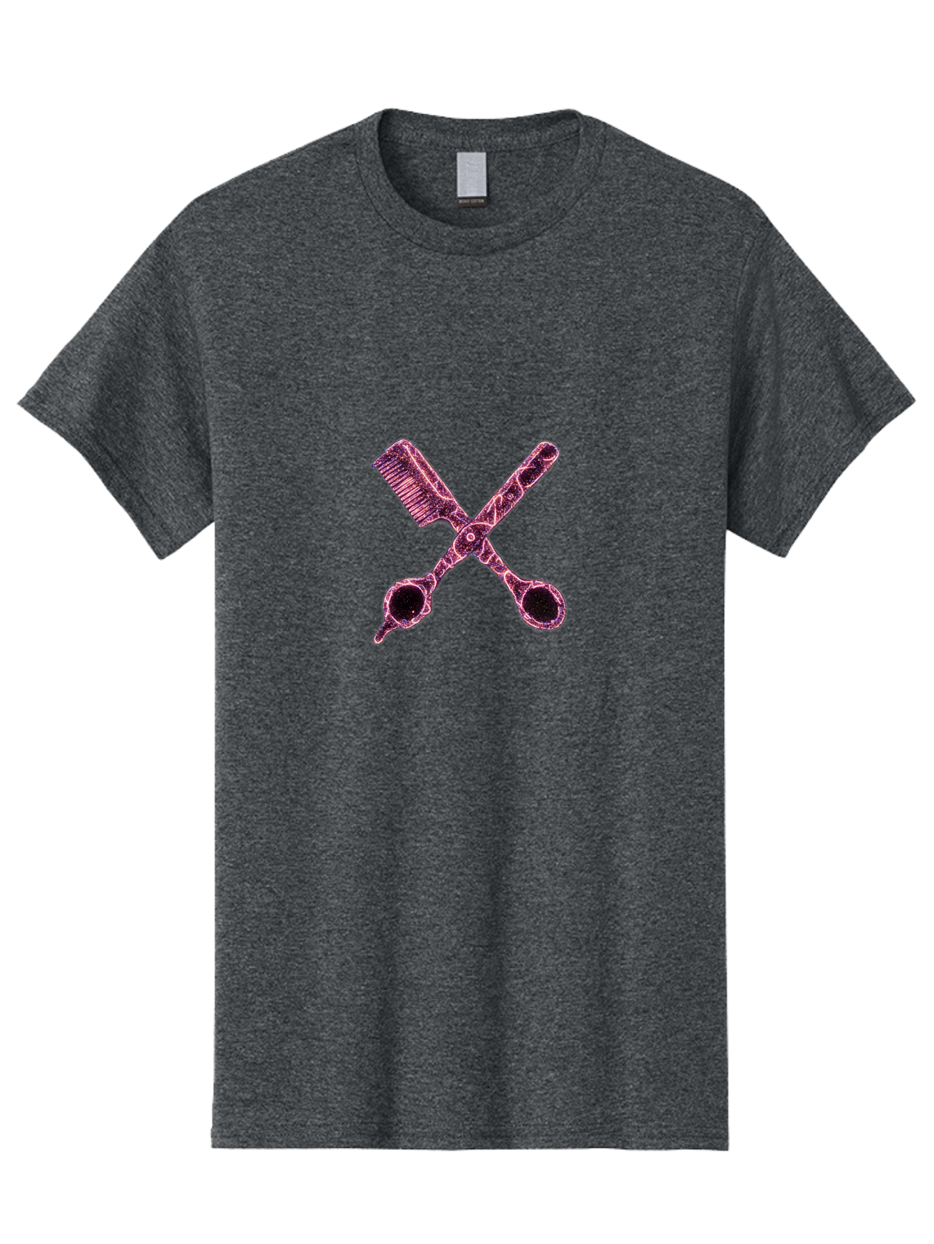 Scissors-And-Comb-1 Men'S Graphic Tee, 100% Cotton, Comfortable Casual Summer Wear, Machine Washable, Salon Logo, Beauty Tools, Hair Cutting Scissors, Comb And Scissors, Hairdressing Equipment, Beauty Salon, Pink Graphics, Salon Icon, Bad518