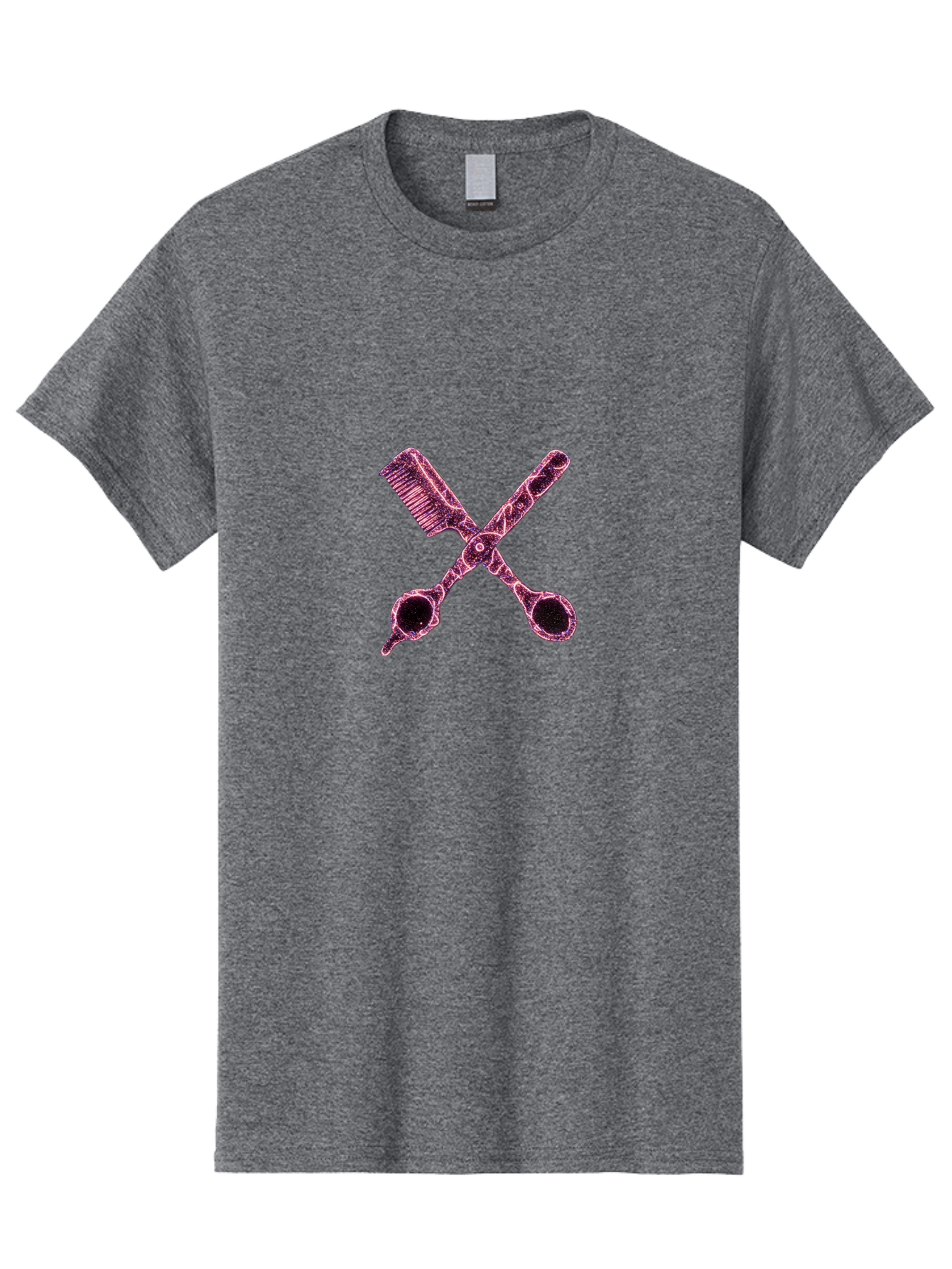 Scissors-And-Comb-1 Men'S Graphic Tee, 100% Cotton, Comfortable Casual Summer Wear, Machine Washable, Salon Logo, Beauty Tools, Hair Cutting Scissors, Comb And Scissors, Hairdressing Equipment, Beauty Salon, Pink Graphics, Salon Icon, Bad518