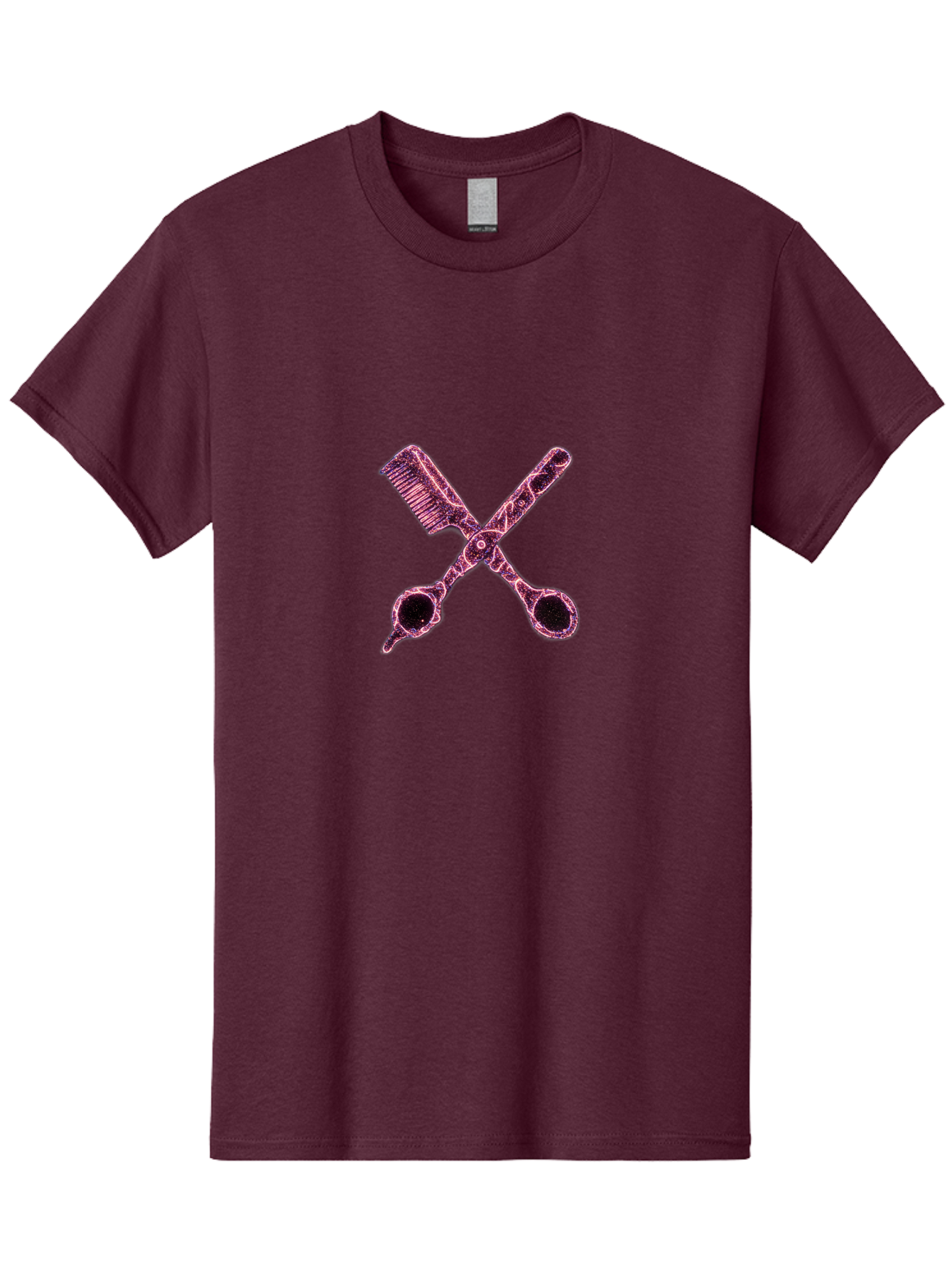 Scissors-And-Comb-1 Men'S Graphic Tee, 100% Cotton, Comfortable Casual Summer Wear, Machine Washable, Salon Logo, Beauty Tools, Hair Cutting Scissors, Comb And Scissors, Hairdressing Equipment, Beauty Salon, Pink Graphics, Salon Icon, Bad518