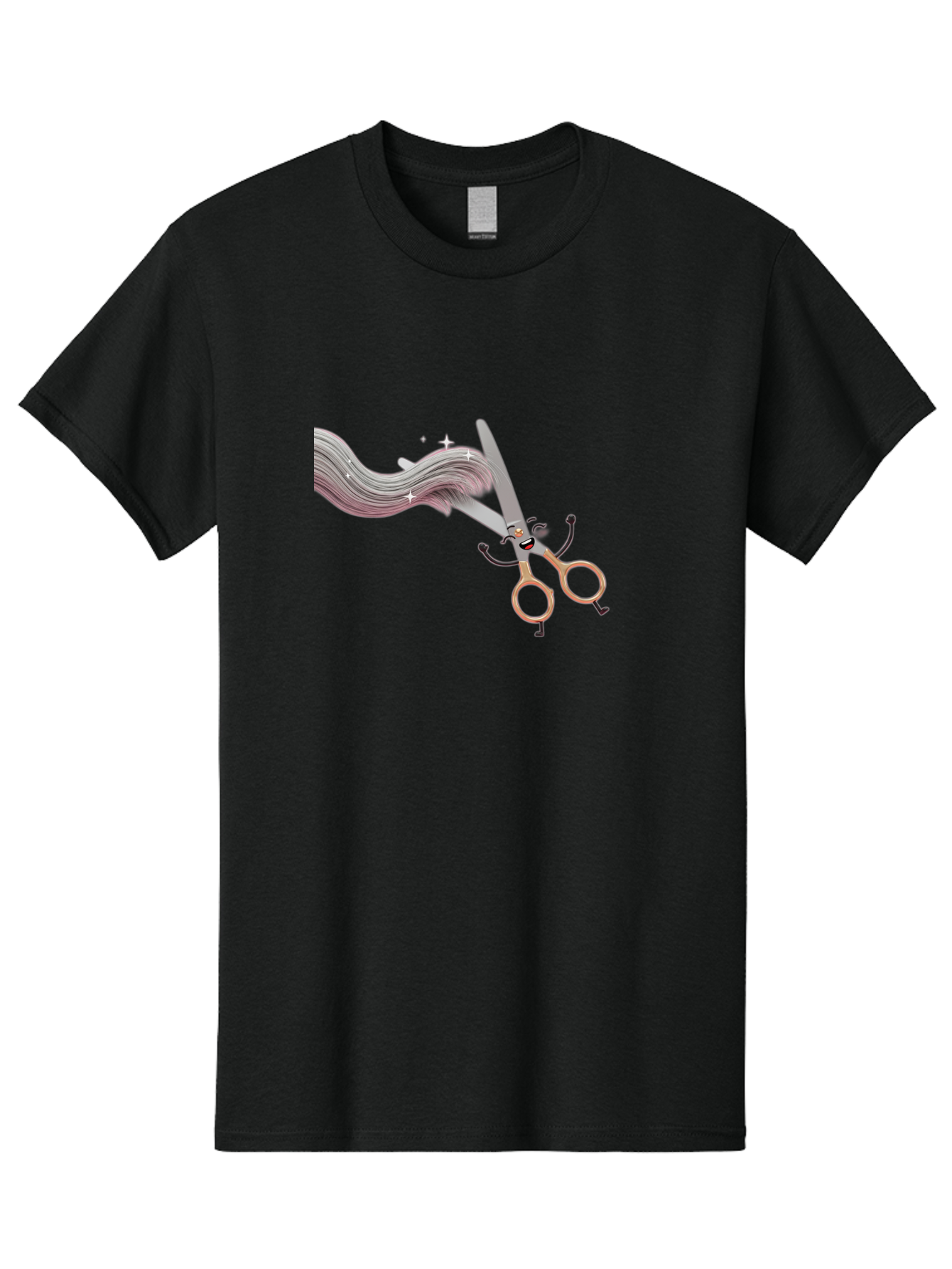 Scissors-Cutting-Hair Men'S Graphic Tee, 100% Cotton, Comfortable Casual Summer Wear, Machine Washable, Scissors Character, Cartoon Haircut, Beauty Salon, Hairstyling Tools, Hair Trimming, Barber Shop, Grooming Essentials, Creative Cutting, Bad525