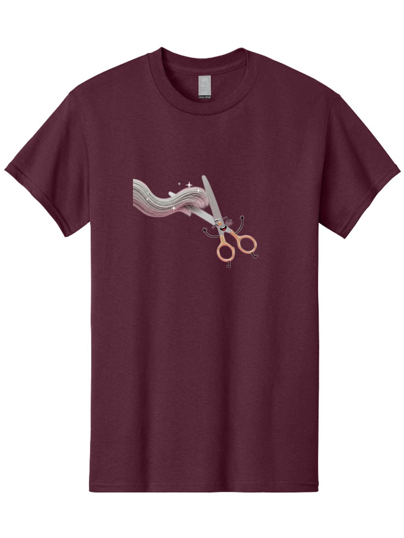 Scissors-Cutting-Hair Men'S Graphic Tee, 100% Cotton, Comfortable Casual Summer Wear, Machine Washable, Scissors Character, Cartoon Haircut, Beauty Salon, Hairstyling Tools, Hair Trimming, Barber Shop, Grooming Essentials, Creative Cutting, Bad525