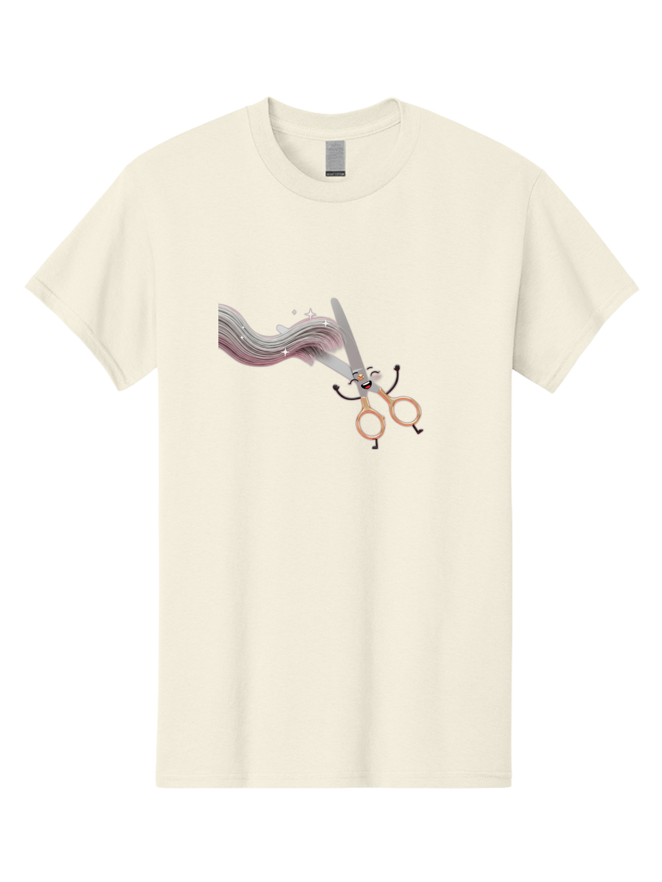 Scissors-Cutting-Hair Men'S Graphic Tee, 100% Cotton, Comfortable Casual Summer Wear, Machine Washable, Scissors Character, Cartoon Haircut, Beauty Salon, Hairstyling Tools, Hair Trimming, Barber Shop, Grooming Essentials, Creative Cutting, Bad525