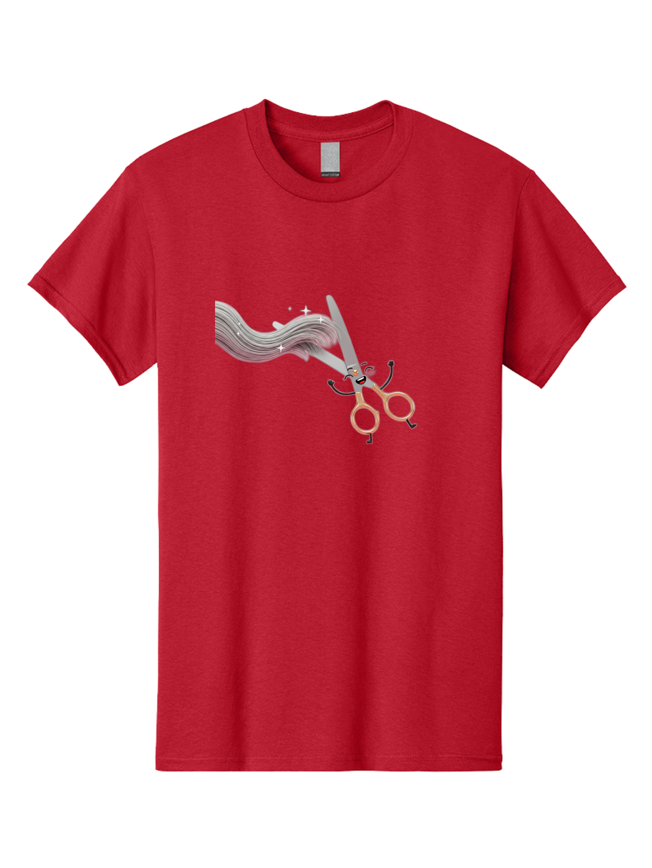 Scissors-Cutting-Hair Men'S Graphic Tee, 100% Cotton, Comfortable Casual Summer Wear, Machine Washable, Scissors Character, Cartoon Haircut, Beauty Salon, Hairstyling Tools, Hair Trimming, Barber Shop, Grooming Essentials, Creative Cutting, Bad525