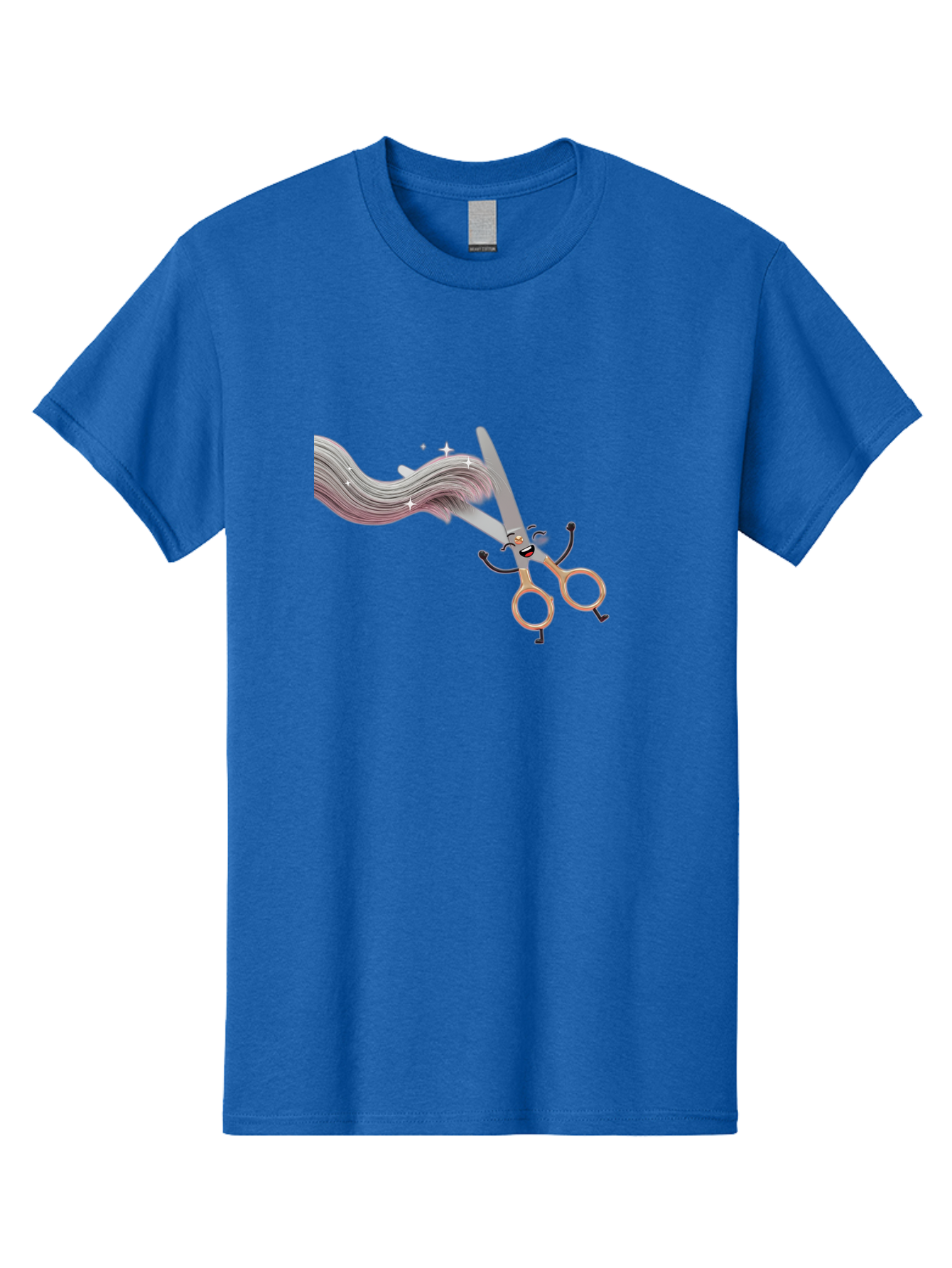 Scissors-Cutting-Hair Men'S Graphic Tee, 100% Cotton, Comfortable Casual Summer Wear, Machine Washable, Scissors Character, Cartoon Haircut, Beauty Salon, Hairstyling Tools, Hair Trimming, Barber Shop, Grooming Essentials, Creative Cutting, Bad525