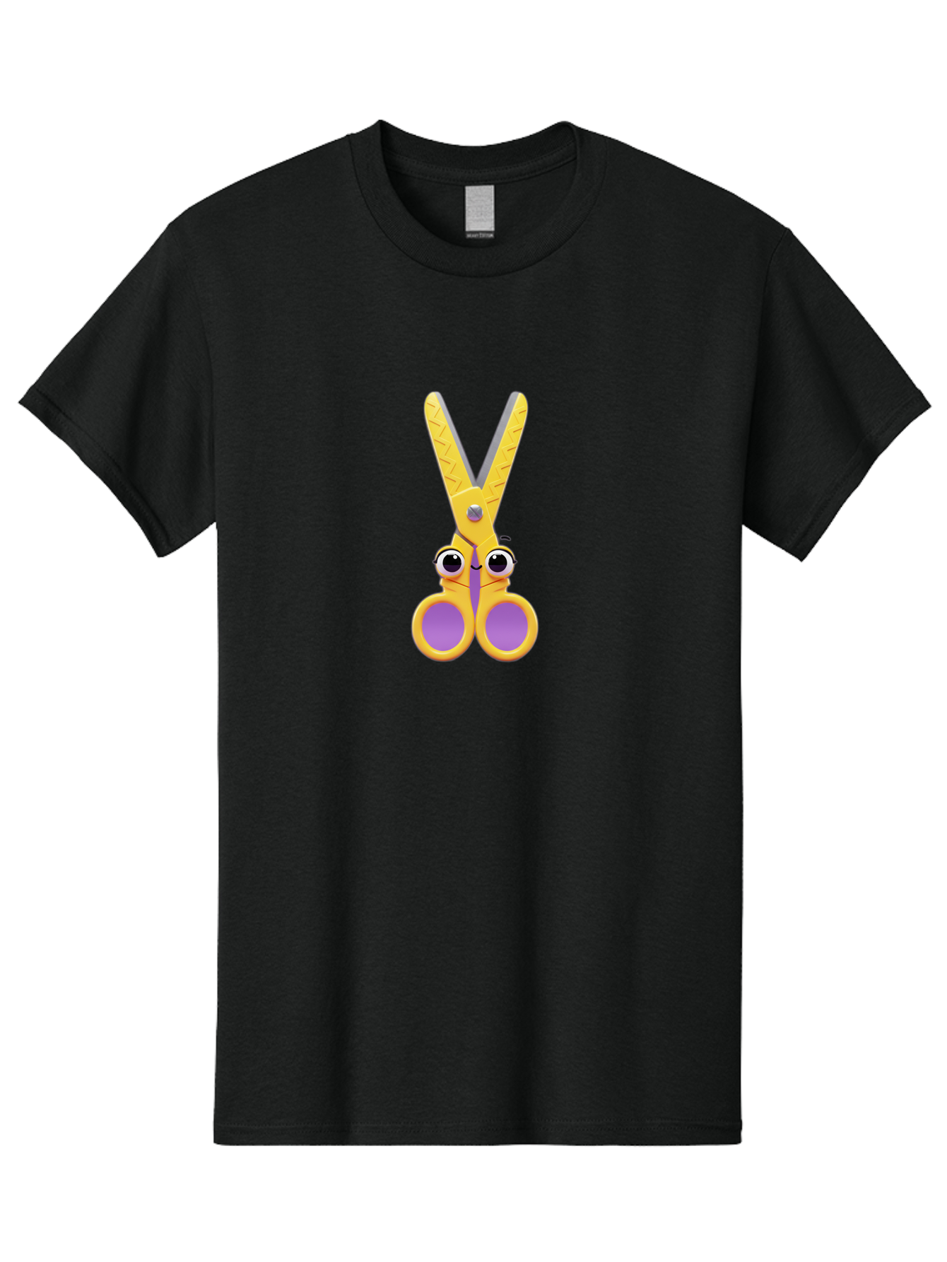 Scissors Men'S Graphic Tee, 100% Cotton, Comfortable Casual Summer Wear, Machine Washable, Cartoon Scissors, Yellow And Purple, Cute Eyes, Fun Craft, Kids Art, Crafting Tools, School Supplies, Creative Projects Bad528