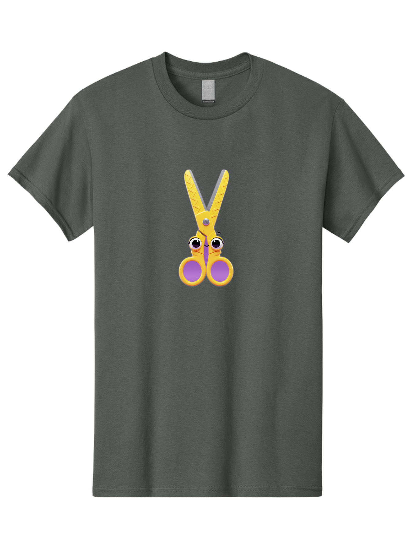 Scissors Men'S Graphic Tee, 100% Cotton, Comfortable Casual Summer Wear, Machine Washable, Cartoon Scissors, Yellow And Purple, Cute Eyes, Fun Craft, Kids Art, Crafting Tools, School Supplies, Creative Projects Bad528