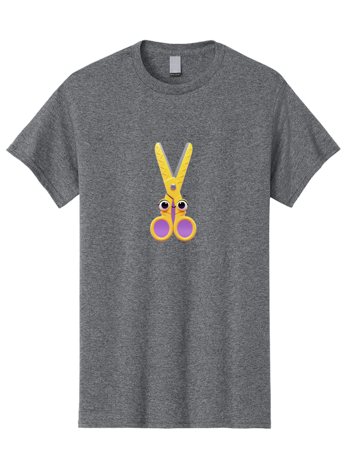 Scissors Men'S Graphic Tee, 100% Cotton, Comfortable Casual Summer Wear, Machine Washable, Cartoon Scissors, Yellow And Purple, Cute Eyes, Fun Craft, Kids Art, Crafting Tools, School Supplies, Creative Projects Bad528