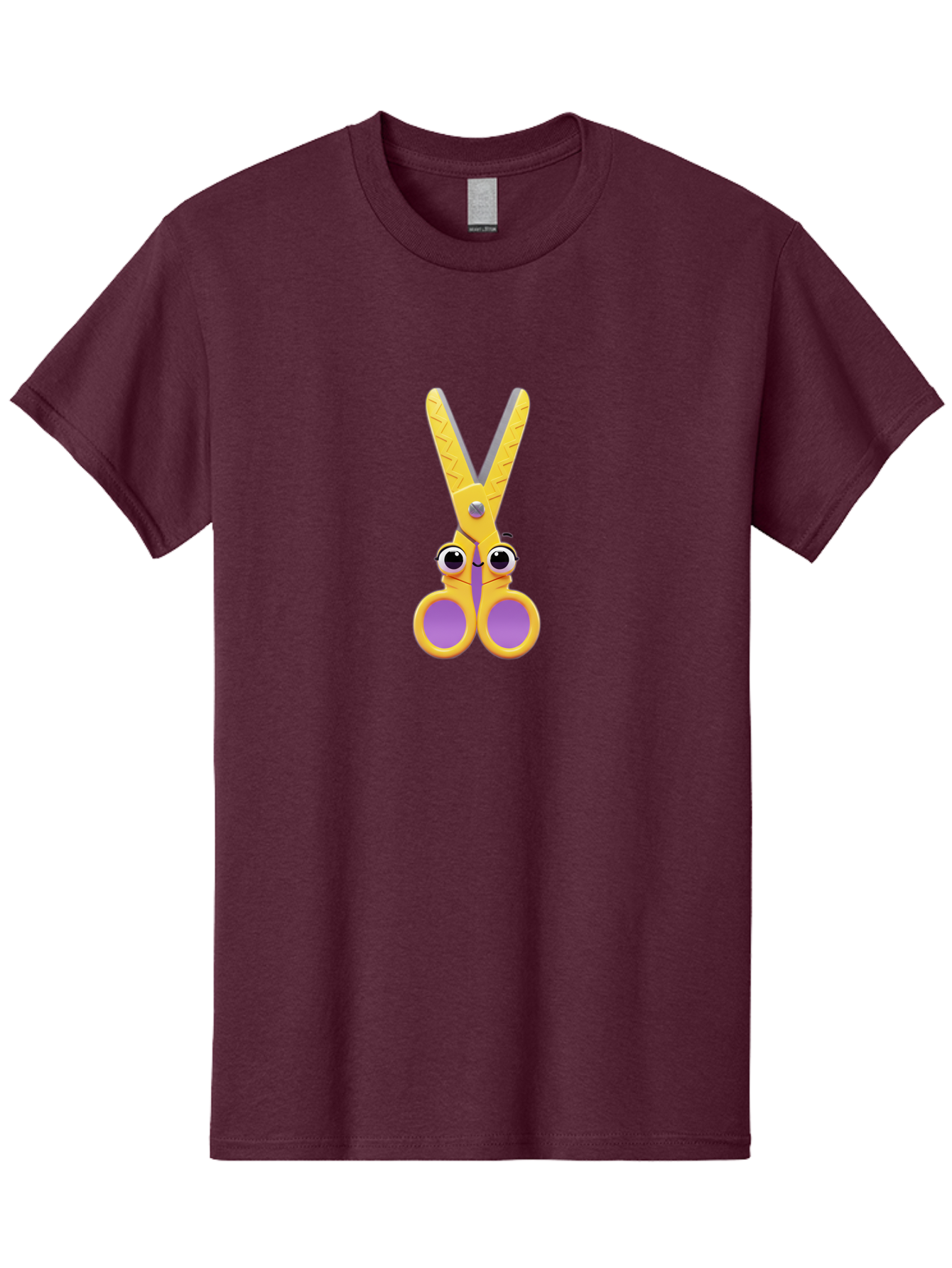 Scissors Men'S Graphic Tee, 100% Cotton, Comfortable Casual Summer Wear, Machine Washable, Cartoon Scissors, Yellow And Purple, Cute Eyes, Fun Craft, Kids Art, Crafting Tools, School Supplies, Creative Projects Bad528