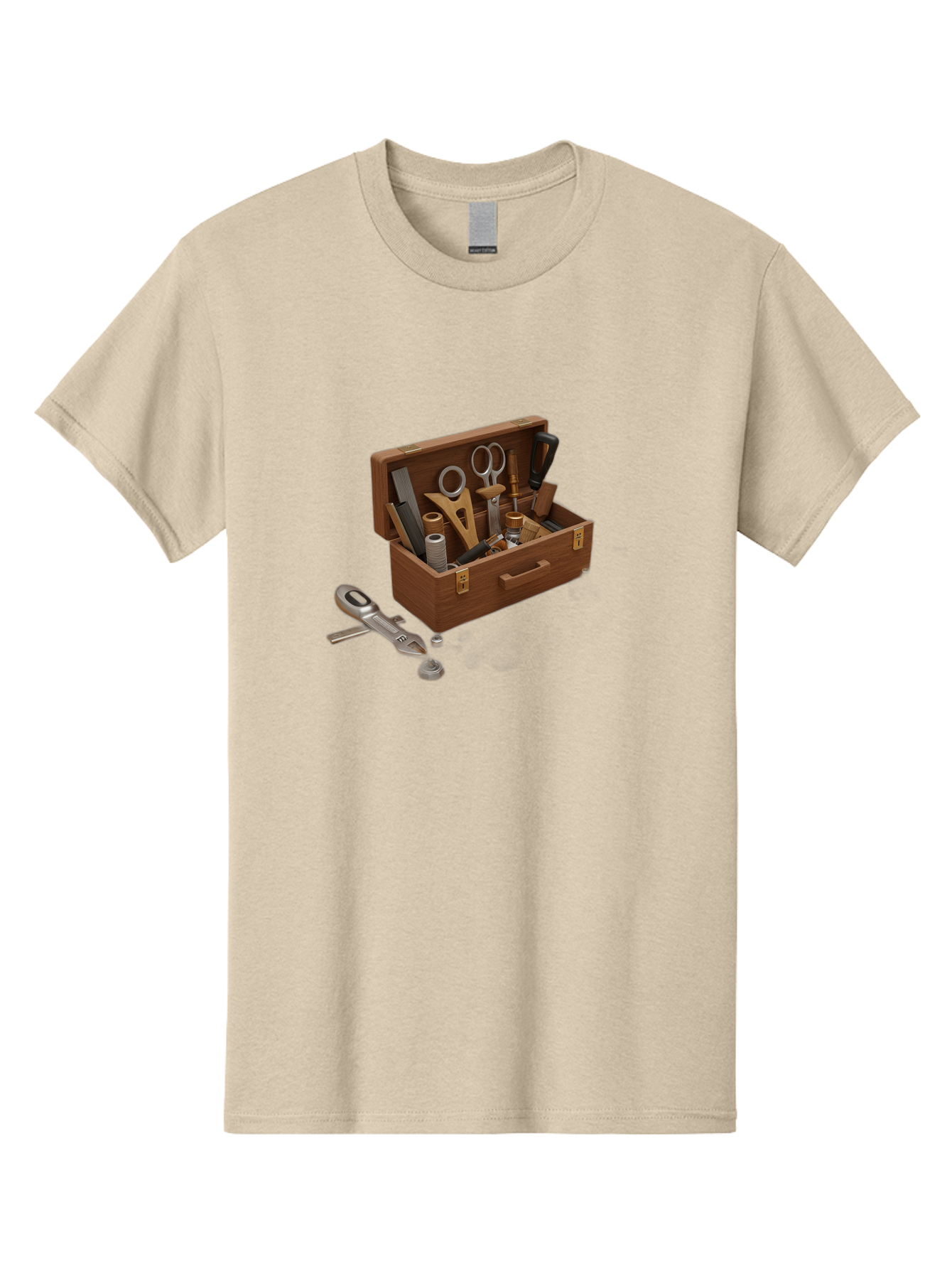 Sewing-Kit Men'S Graphic Tee, 100% Cotton, Comfortable Casual Summer Wear, Machine Washable, Sewing Kit, Wooden Box, Crafting Tools, Scissors, Spool Of Thread, Tailor Supplies, Sewing Accessories, Needle Threader Bad531