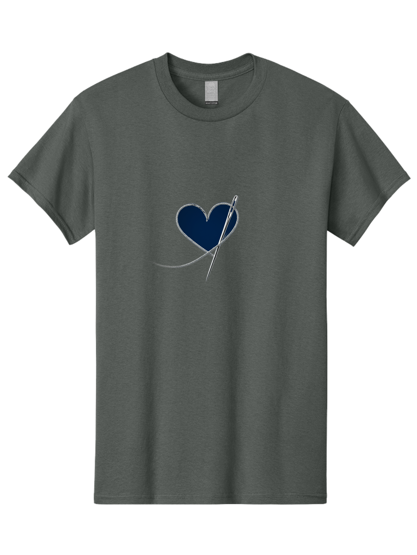 Sewing-Needle-Heart Men'S Graphic Tee, 100% Cotton, Comfortable Casual Summer Wear, Machine Washable, Heart With Needle And Thread, Sewn Love, Handmade Craft, Embroidery Art, Stitched Heart, Needlework, Diy Decoration, Silver Thread Bad533
