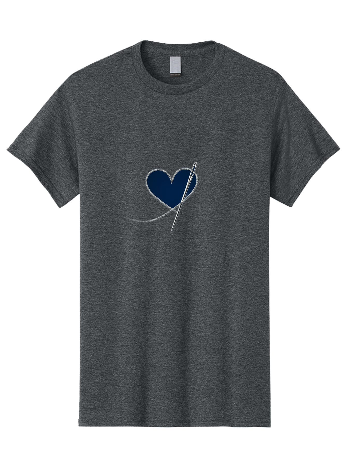 Sewing-Needle-Heart Men'S Graphic Tee, 100% Cotton, Comfortable Casual Summer Wear, Machine Washable, Heart With Needle And Thread, Sewn Love, Handmade Craft, Embroidery Art, Stitched Heart, Needlework, Diy Decoration, Silver Thread Bad533
