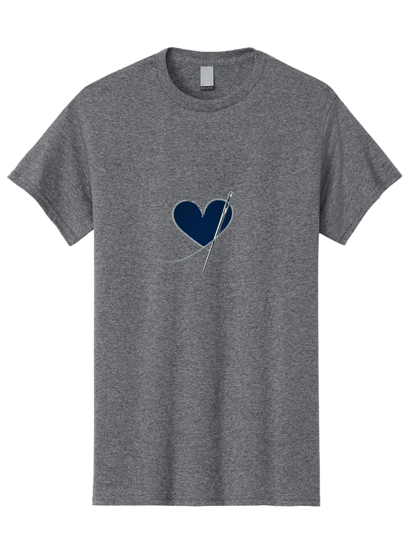 Sewing-Needle-Heart Men'S Graphic Tee, 100% Cotton, Comfortable Casual Summer Wear, Machine Washable, Heart With Needle And Thread, Sewn Love, Handmade Craft, Embroidery Art, Stitched Heart, Needlework, Diy Decoration, Silver Thread Bad533