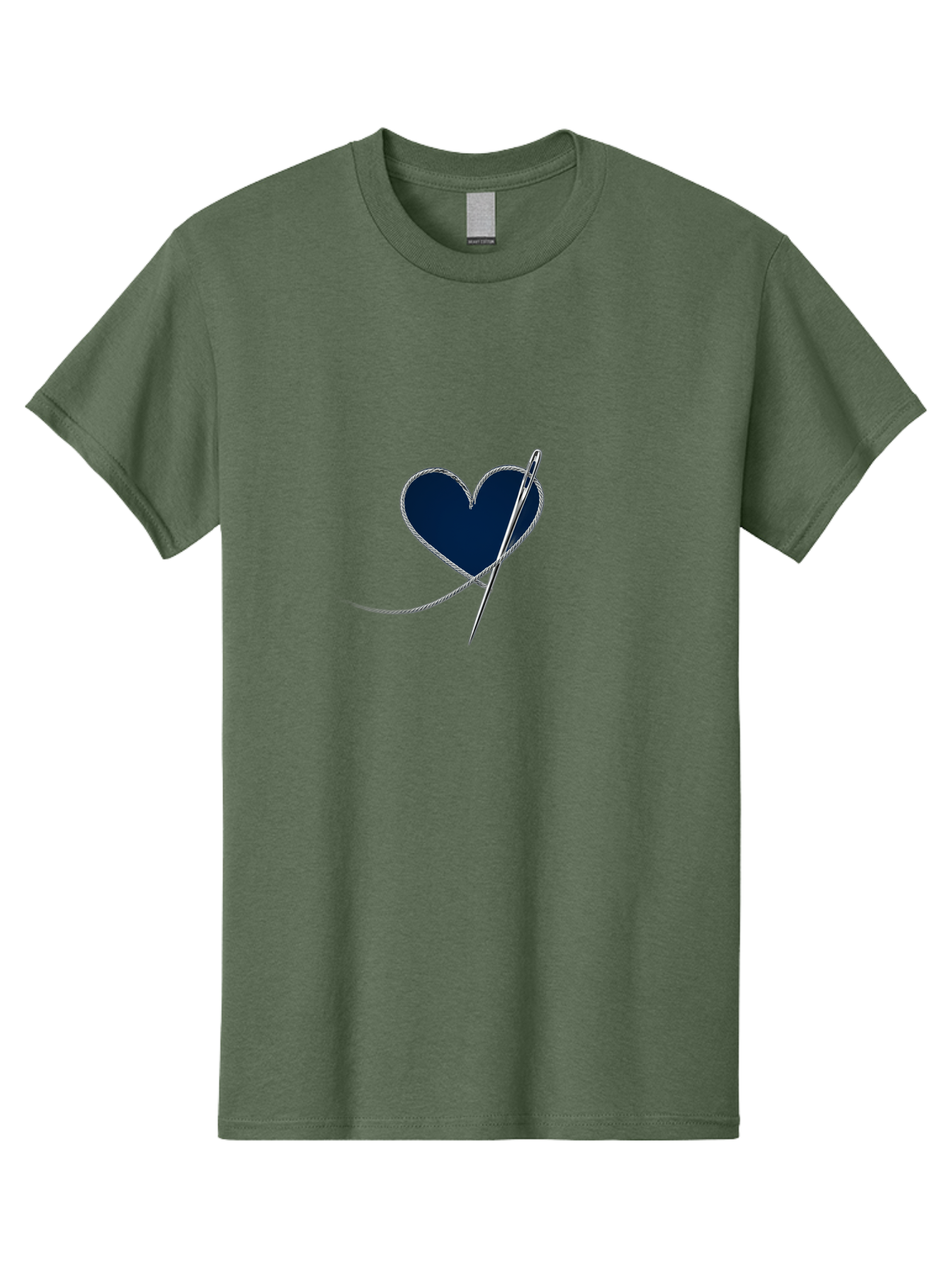 Sewing-Needle-Heart Men'S Graphic Tee, 100% Cotton, Comfortable Casual Summer Wear, Machine Washable, Heart With Needle And Thread, Sewn Love, Handmade Craft, Embroidery Art, Stitched Heart, Needlework, Diy Decoration, Silver Thread Bad533