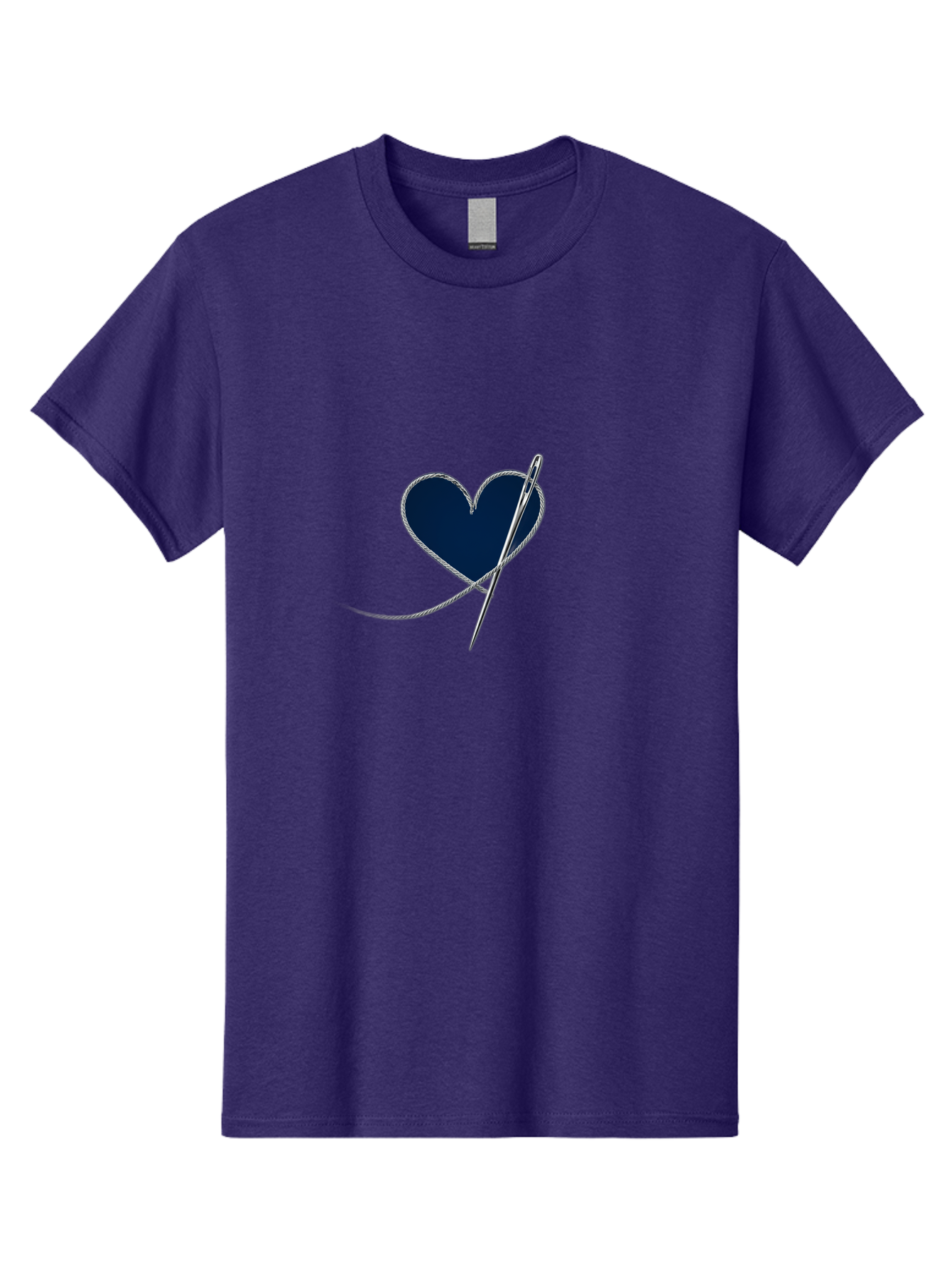 Sewing-Needle-Heart Men'S Graphic Tee, 100% Cotton, Comfortable Casual Summer Wear, Machine Washable, Heart With Needle And Thread, Sewn Love, Handmade Craft, Embroidery Art, Stitched Heart, Needlework, Diy Decoration, Silver Thread Bad533