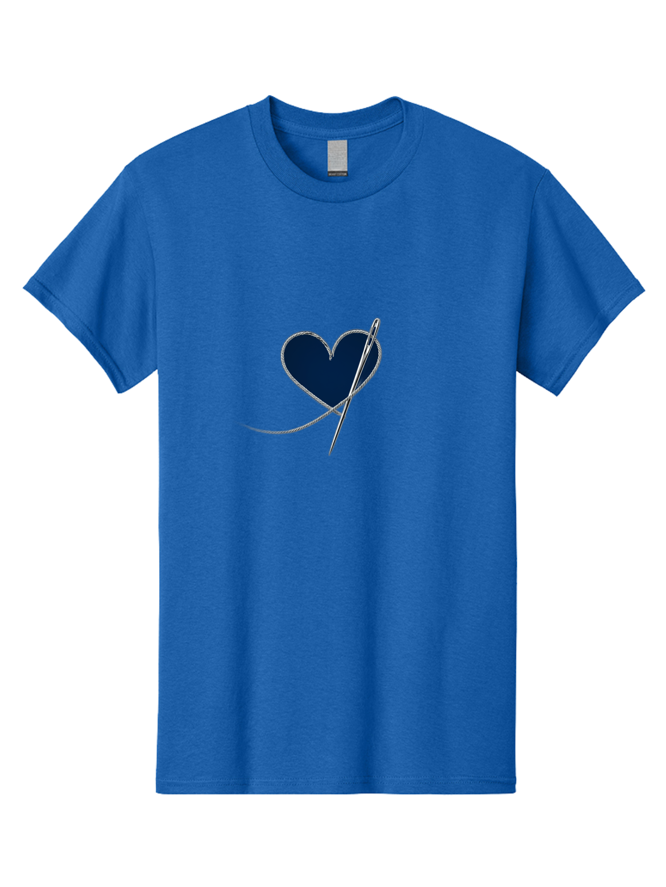 Sewing-Needle-Heart Men'S Graphic Tee, 100% Cotton, Comfortable Casual Summer Wear, Machine Washable, Heart With Needle And Thread, Sewn Love, Handmade Craft, Embroidery Art, Stitched Heart, Needlework, Diy Decoration, Silver Thread Bad533