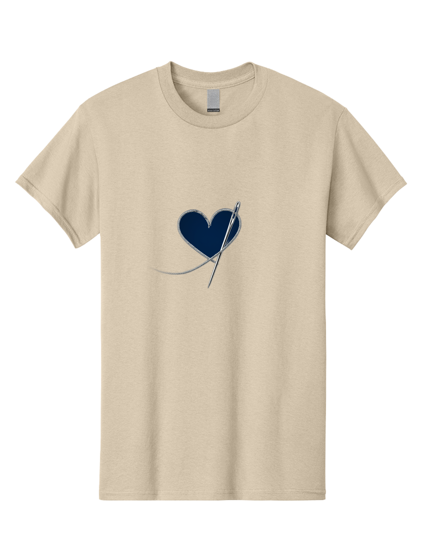 Sewing-Needle-Heart Men'S Graphic Tee, 100% Cotton, Comfortable Casual Summer Wear, Machine Washable, Heart With Needle And Thread, Sewn Love, Handmade Craft, Embroidery Art, Stitched Heart, Needlework, Diy Decoration, Silver Thread Bad533