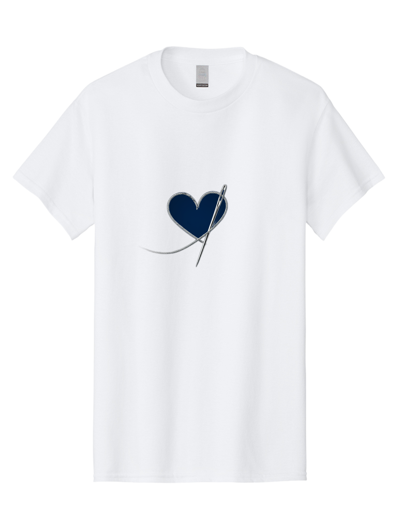 Sewing-Needle-Heart Men'S Graphic Tee, 100% Cotton, Comfortable Casual Summer Wear, Machine Washable, Heart With Needle And Thread, Sewn Love, Handmade Craft, Embroidery Art, Stitched Heart, Needlework, Diy Decoration, Silver Thread Bad533