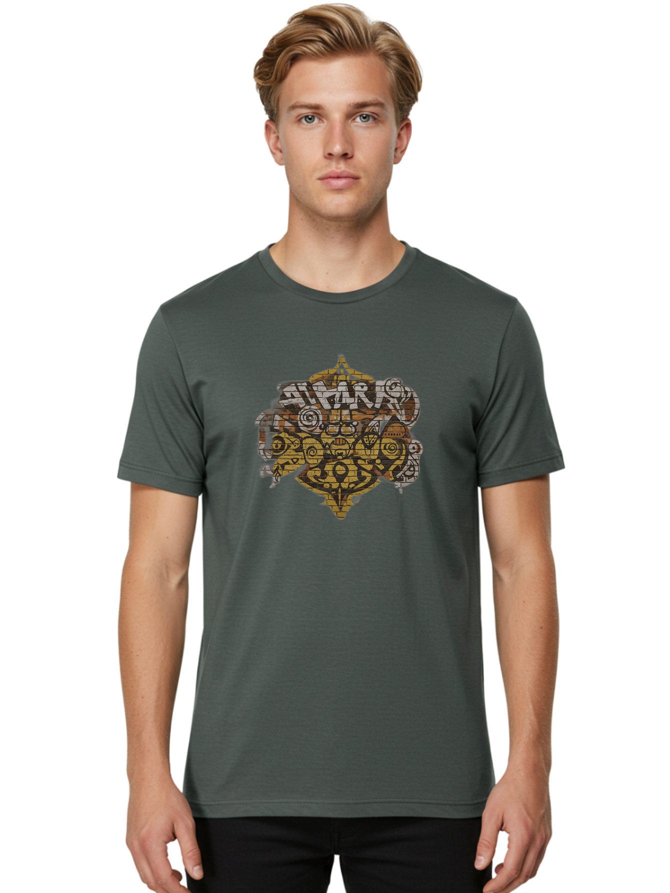 Shark Men'S Graphic Tee, 100% Cotton, Comfortable Casual Summer Wear, Machine Washable, Graffiti Art, Street Art, Urban Culture, Abstract Shapes, Bold Colors, Dynamic Composition, Graffiti Style, Street Wear Inspiration, Urban Decay, Bad534