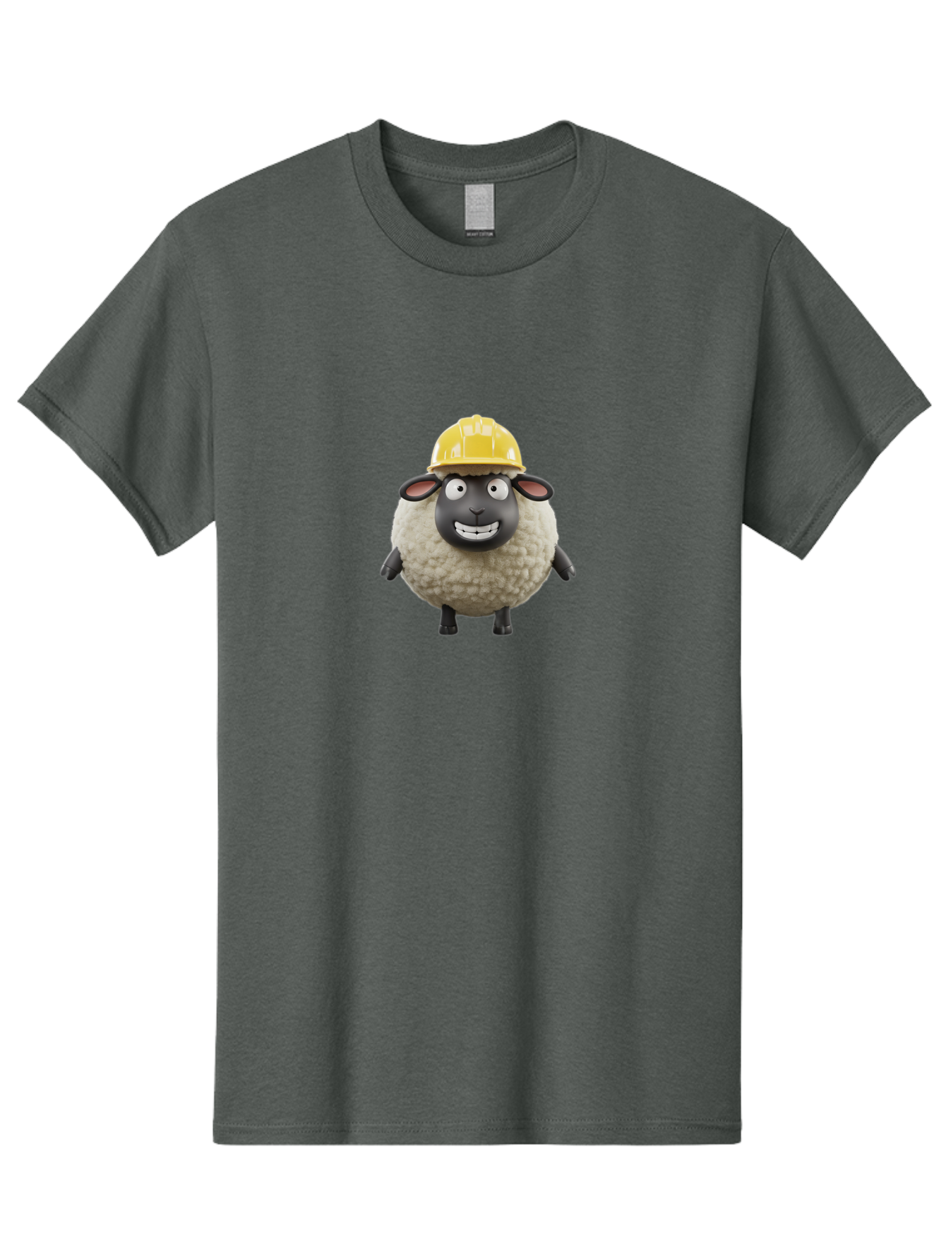 Shaun-Sheep Men'S Graphic Tee, 100% Cotton, Comfortable Casual Summer Wear, Machine Washable, Cartoon Sheep, Shaun The Sheep Character, Yellow Hard Hat, Construction Worker Sheep, Funny Farm Animals, Whimsical Illustration, Bad535