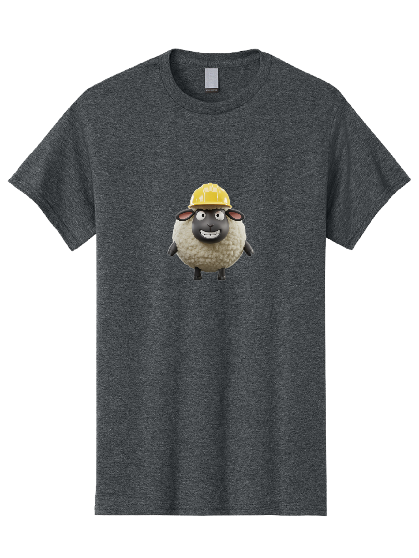 Shaun-Sheep Men'S Graphic Tee, 100% Cotton, Comfortable Casual Summer Wear, Machine Washable, Cartoon Sheep, Shaun The Sheep Character, Yellow Hard Hat, Construction Worker Sheep, Funny Farm Animals, Whimsical Illustration, Bad535