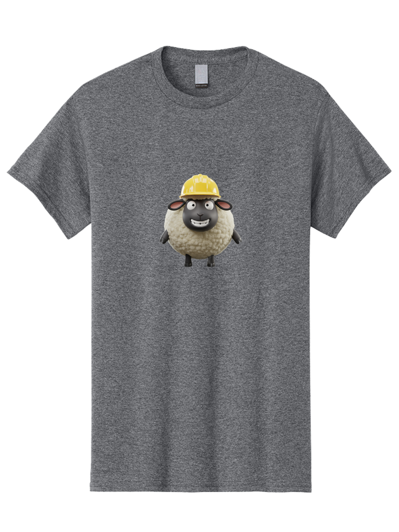 Shaun-Sheep Men'S Graphic Tee, 100% Cotton, Comfortable Casual Summer Wear, Machine Washable, Cartoon Sheep, Shaun The Sheep Character, Yellow Hard Hat, Construction Worker Sheep, Funny Farm Animals, Whimsical Illustration, Bad535