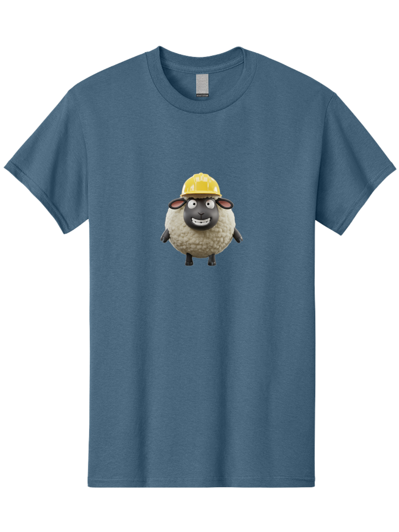 Shaun-Sheep Men'S Graphic Tee, 100% Cotton, Comfortable Casual Summer Wear, Machine Washable, Cartoon Sheep, Shaun The Sheep Character, Yellow Hard Hat, Construction Worker Sheep, Funny Farm Animals, Whimsical Illustration, Bad535