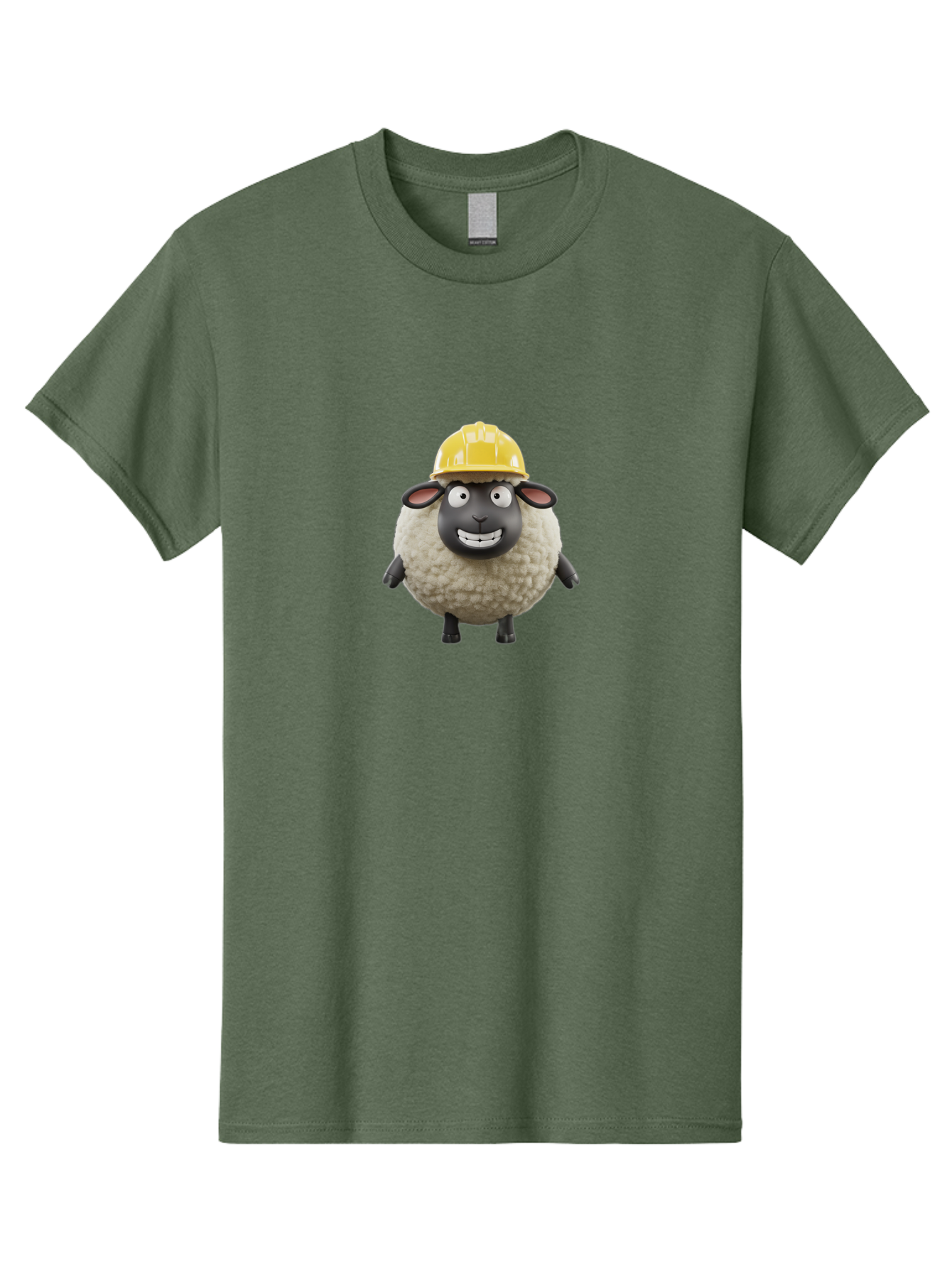 Shaun-Sheep Men'S Graphic Tee, 100% Cotton, Comfortable Casual Summer Wear, Machine Washable, Cartoon Sheep, Shaun The Sheep Character, Yellow Hard Hat, Construction Worker Sheep, Funny Farm Animals, Whimsical Illustration, Bad535