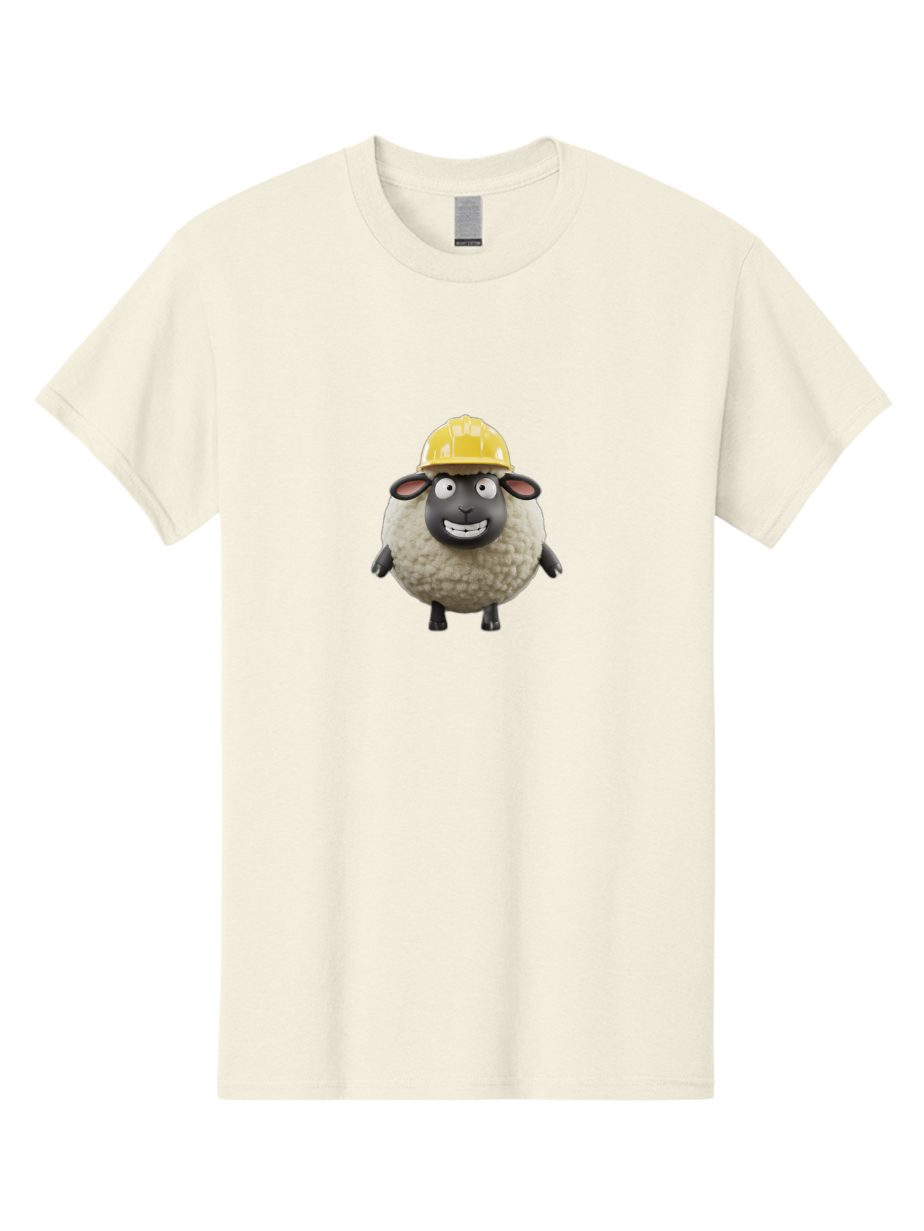 Shaun-Sheep Men'S Graphic Tee, 100% Cotton, Comfortable Casual Summer Wear, Machine Washable, Cartoon Sheep, Shaun The Sheep Character, Yellow Hard Hat, Construction Worker Sheep, Funny Farm Animals, Whimsical Illustration, Bad535