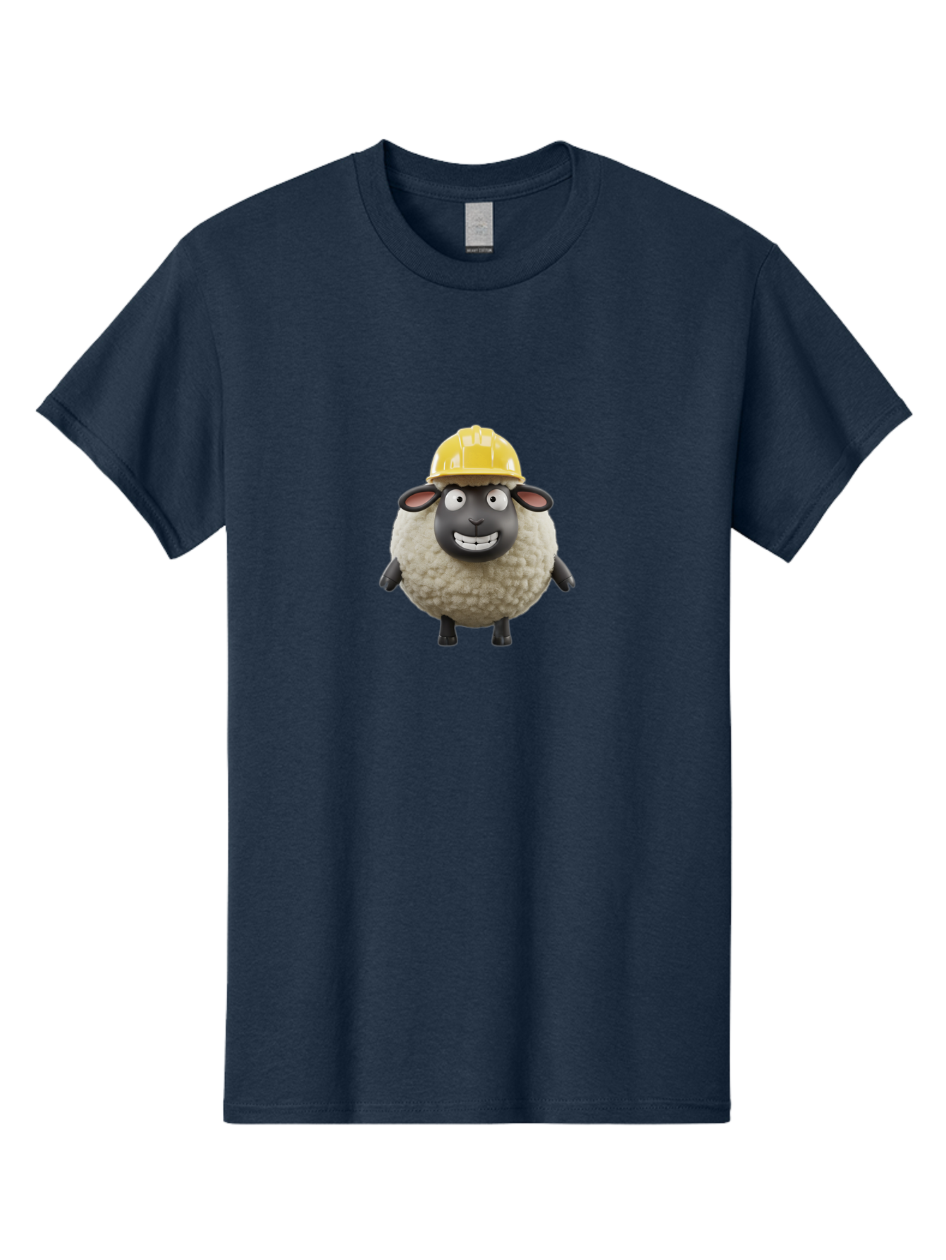 Shaun-Sheep Men'S Graphic Tee, 100% Cotton, Comfortable Casual Summer Wear, Machine Washable, Cartoon Sheep, Shaun The Sheep Character, Yellow Hard Hat, Construction Worker Sheep, Funny Farm Animals, Whimsical Illustration, Bad535