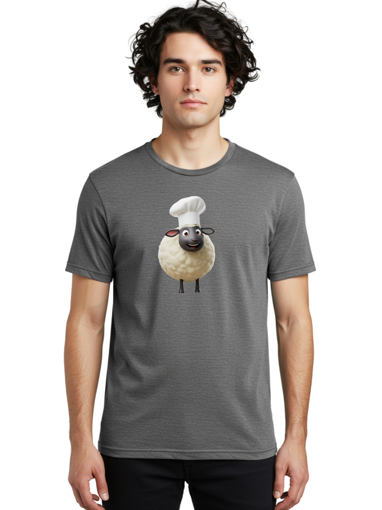 Shaun-The-Sheep-Chef Men'S Graphic Tee, 100% Cotton, Comfortable Casual Summer Wear, Machine Washable, Shaun The Sheep, Chef Hat, Cartoon Character, Cooking, Culinary, Funny Animal, 3D Animation, Character Design, Humorous, Whimsical, Lamb, Bad537