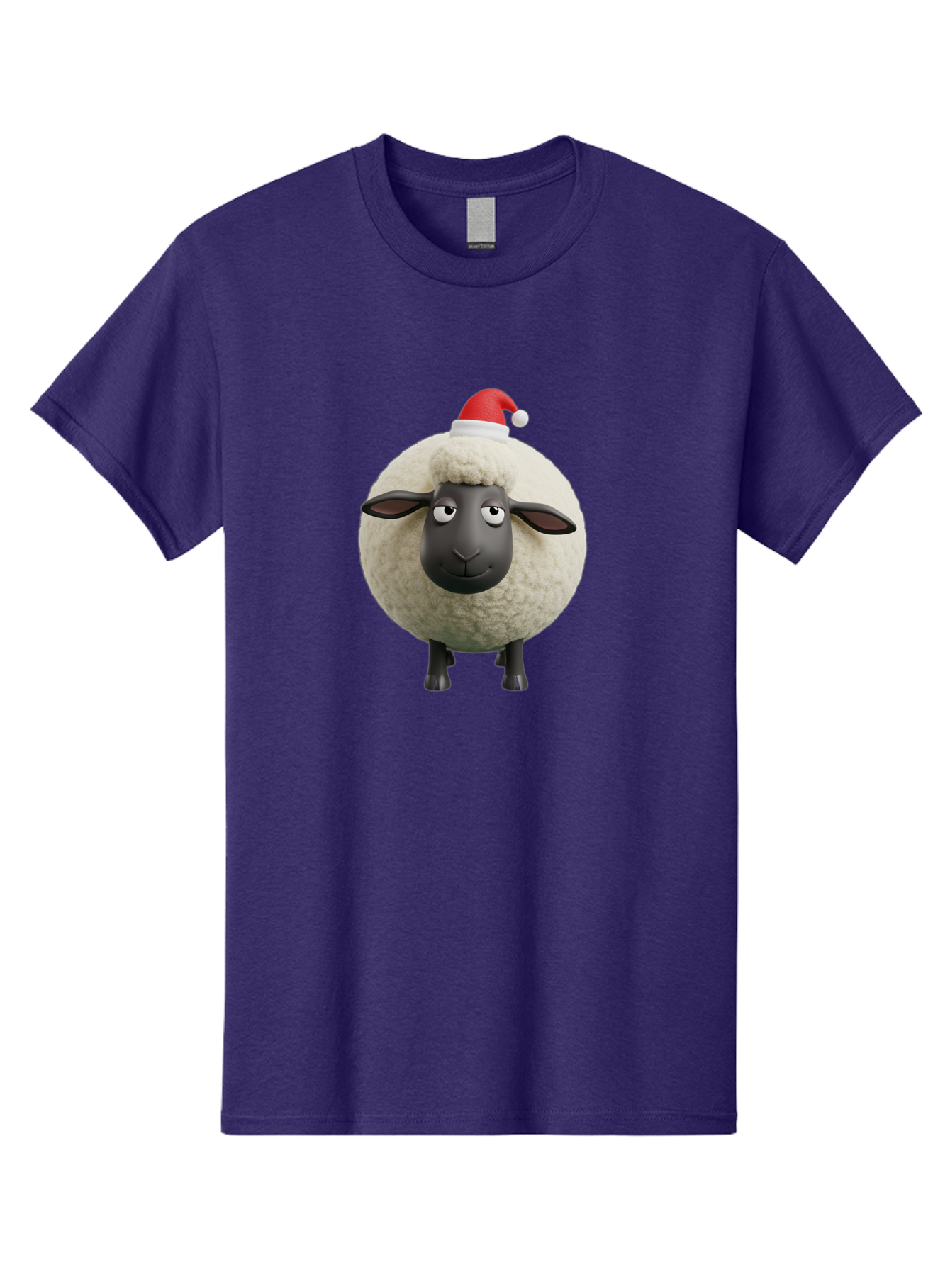 Shaun-The-Sheep-Christmas Men'S Graphic Tee, 100% Cotton, Comfortable Casual Summer Wear, Machine Washable, Cartoon Sheep, Shaun The Sheep, Fluffy White Sheep, Christmas Hat, Red And White Santa Hat, Funny Character, 3D Animation, Bad538