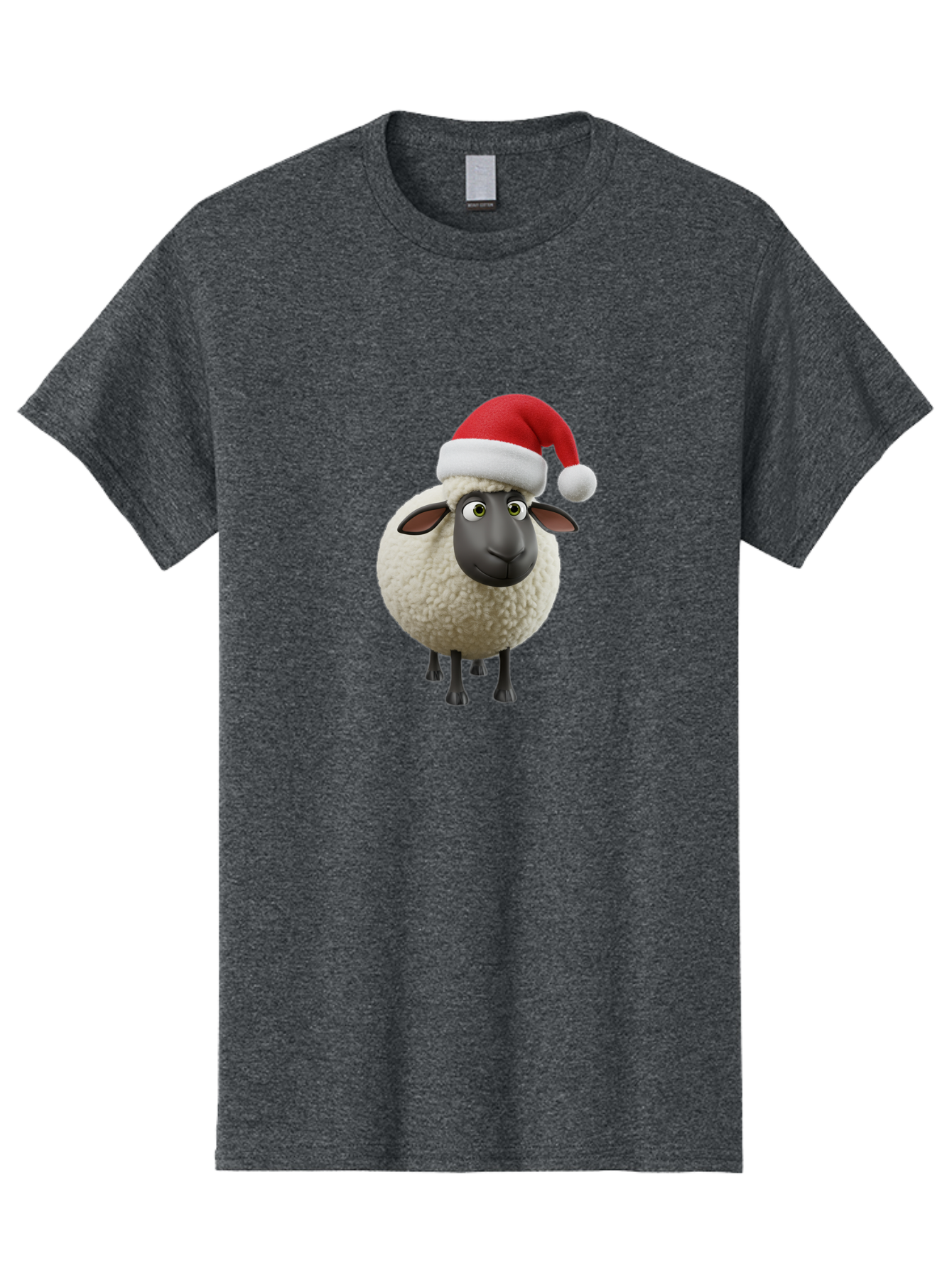 Shaun-The-Sheep-Santa-Hat Men'S Graphic Tee, 100% Cotton, Comfortable Casual Summer Wear, Machine Washable, Shaun The Sheep, Christmas Sheep, Santa Hat Sheep, Festive Cartoon Character, Holiday Fun, Animated Sheep, Merry Christmas, Bad541