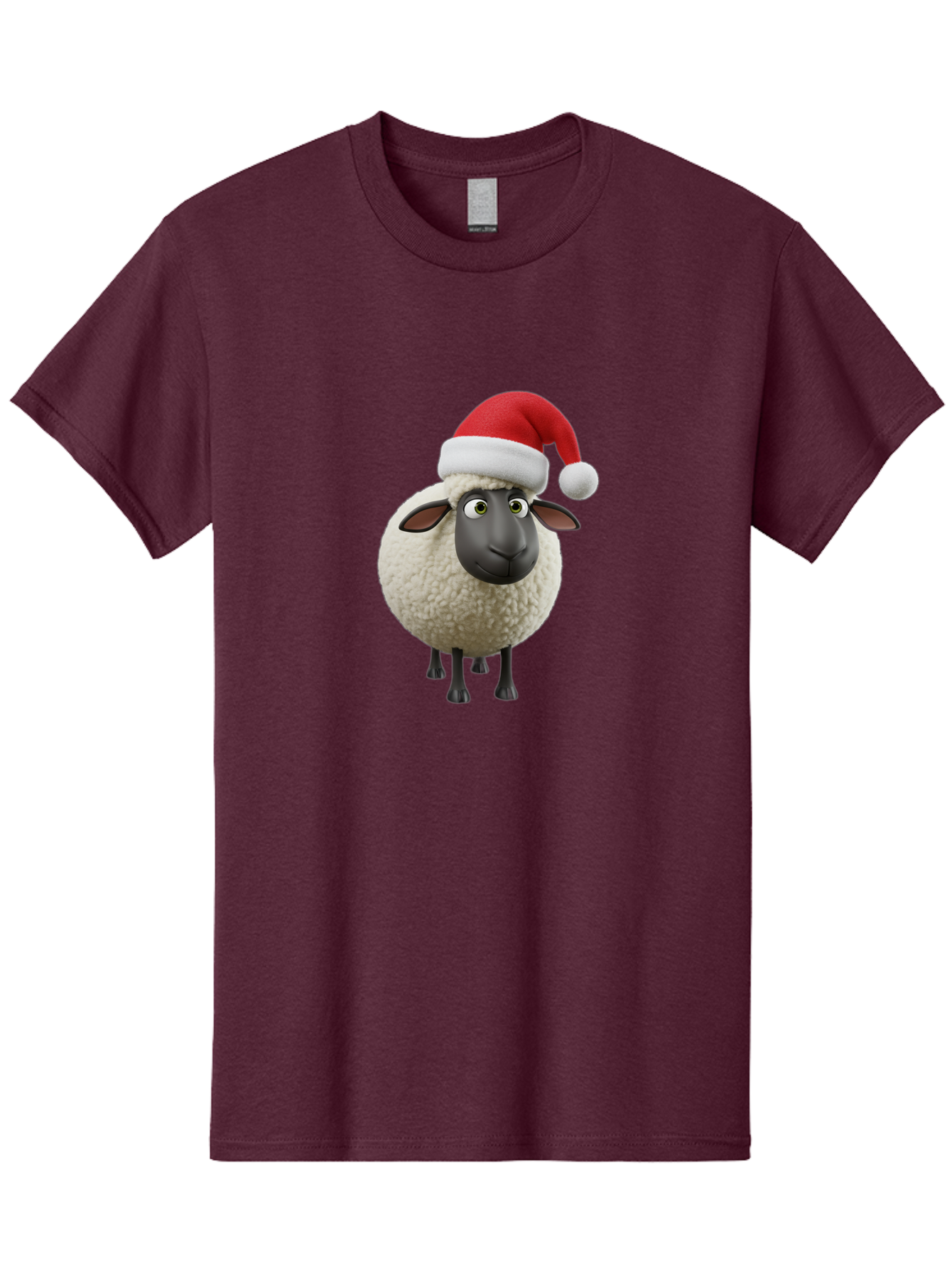 Shaun-The-Sheep-Santa-Hat Men'S Graphic Tee, 100% Cotton, Comfortable Casual Summer Wear, Machine Washable, Shaun The Sheep, Christmas Sheep, Santa Hat Sheep, Festive Cartoon Character, Holiday Fun, Animated Sheep, Merry Christmas, Bad541