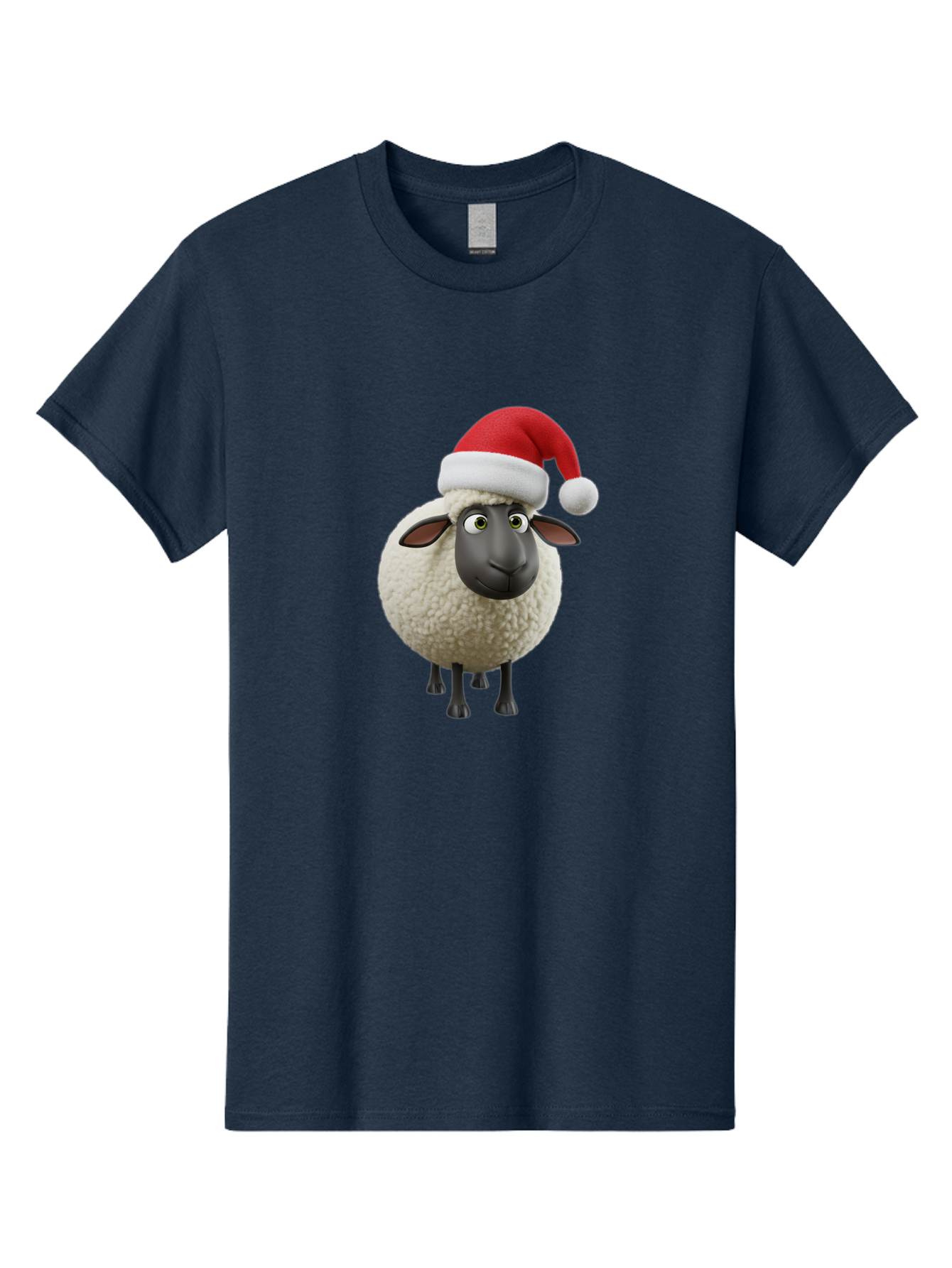 Shaun-The-Sheep-Santa-Hat Men'S Graphic Tee, 100% Cotton, Comfortable Casual Summer Wear, Machine Washable, Shaun The Sheep, Christmas Sheep, Santa Hat Sheep, Festive Cartoon Character, Holiday Fun, Animated Sheep, Merry Christmas, Bad541