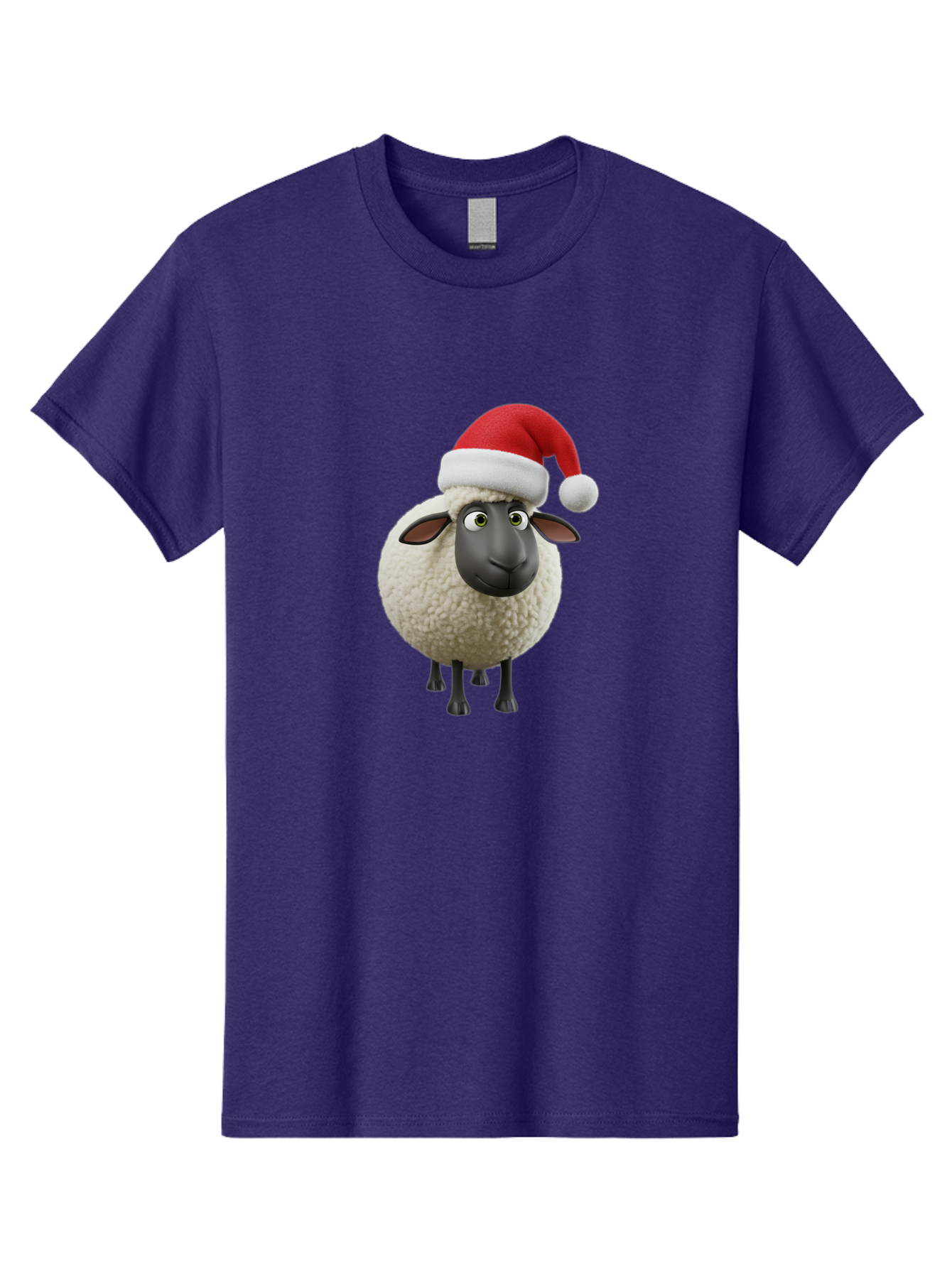 Shaun-The-Sheep-Santa-Hat Men'S Graphic Tee, 100% Cotton, Comfortable Casual Summer Wear, Machine Washable, Shaun The Sheep, Christmas Sheep, Santa Hat Sheep, Festive Cartoon Character, Holiday Fun, Animated Sheep, Merry Christmas, Bad541