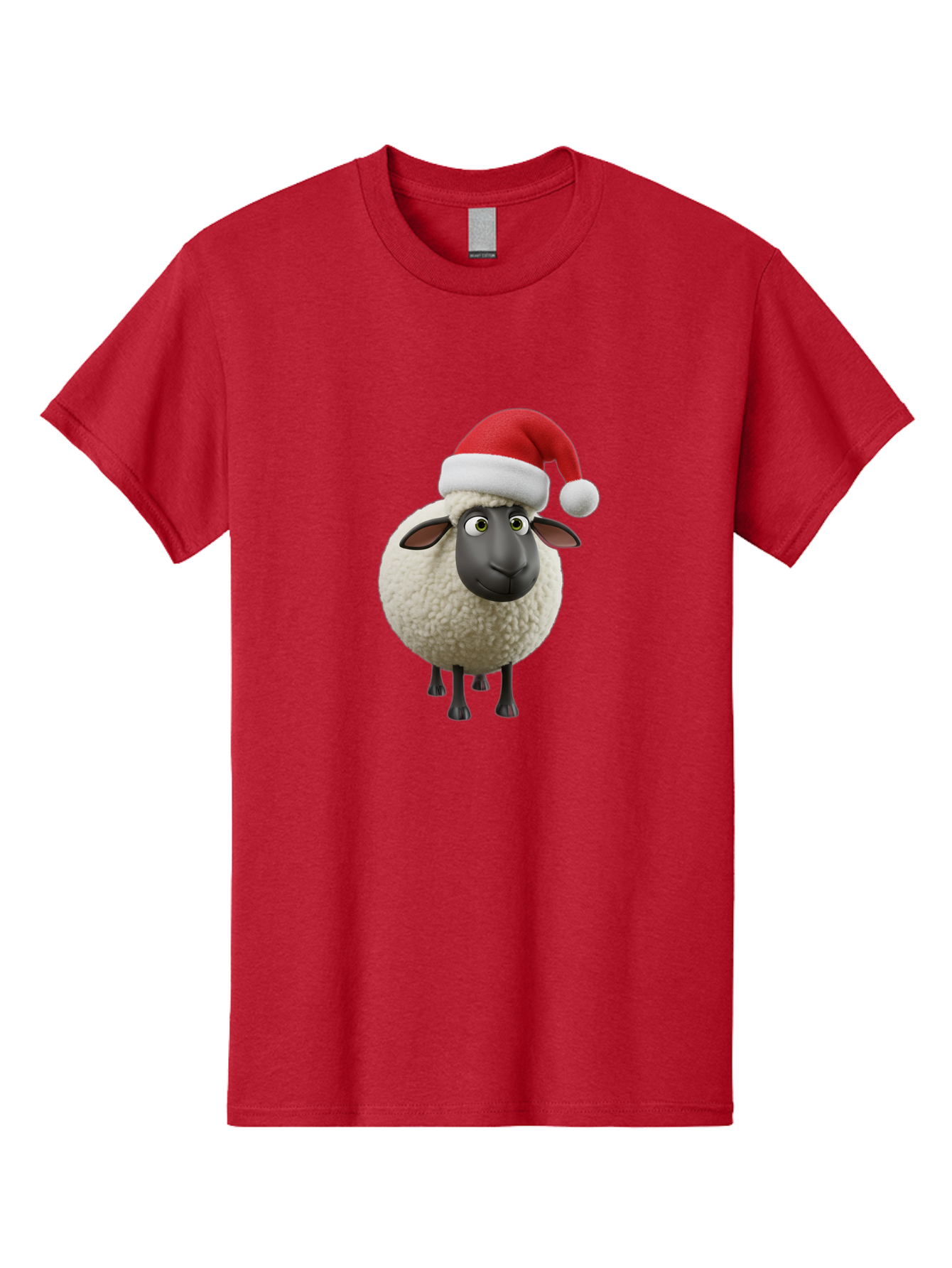 Shaun-The-Sheep-Santa-Hat Men'S Graphic Tee, 100% Cotton, Comfortable Casual Summer Wear, Machine Washable, Shaun The Sheep, Christmas Sheep, Santa Hat Sheep, Festive Cartoon Character, Holiday Fun, Animated Sheep, Merry Christmas, Bad541