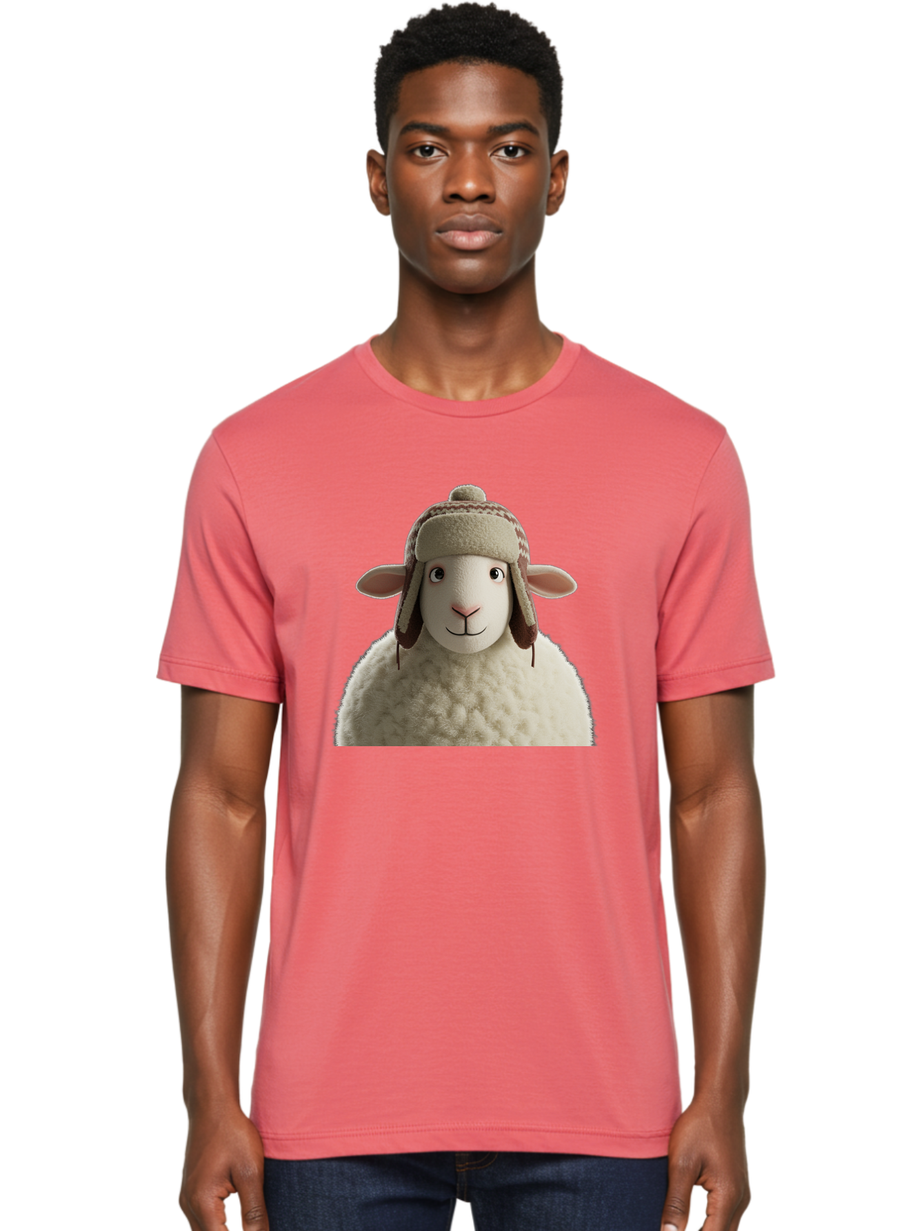 Shaun-The-Sheep Men'S Graphic Tee, 100% Cotton, Comfortable Casual Summer Wear, Machine Washable, Cartoon Sheep, Fluffy Sheep, Sheep With Hat, Funny Animal, Cute Character, Lovable Cartoon, Sheep Mascot, Funny Sheep, Woolly Sheep, Bad542