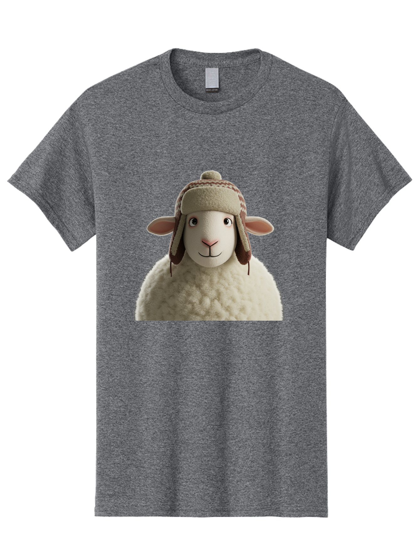 Shaun-The-Sheep Men'S Graphic Tee, 100% Cotton, Comfortable Casual Summer Wear, Machine Washable, Cartoon Sheep, Fluffy Sheep, Sheep With Hat, Funny Animal, Cute Character, Lovable Cartoon, Sheep Mascot, Funny Sheep, Woolly Sheep, Bad542