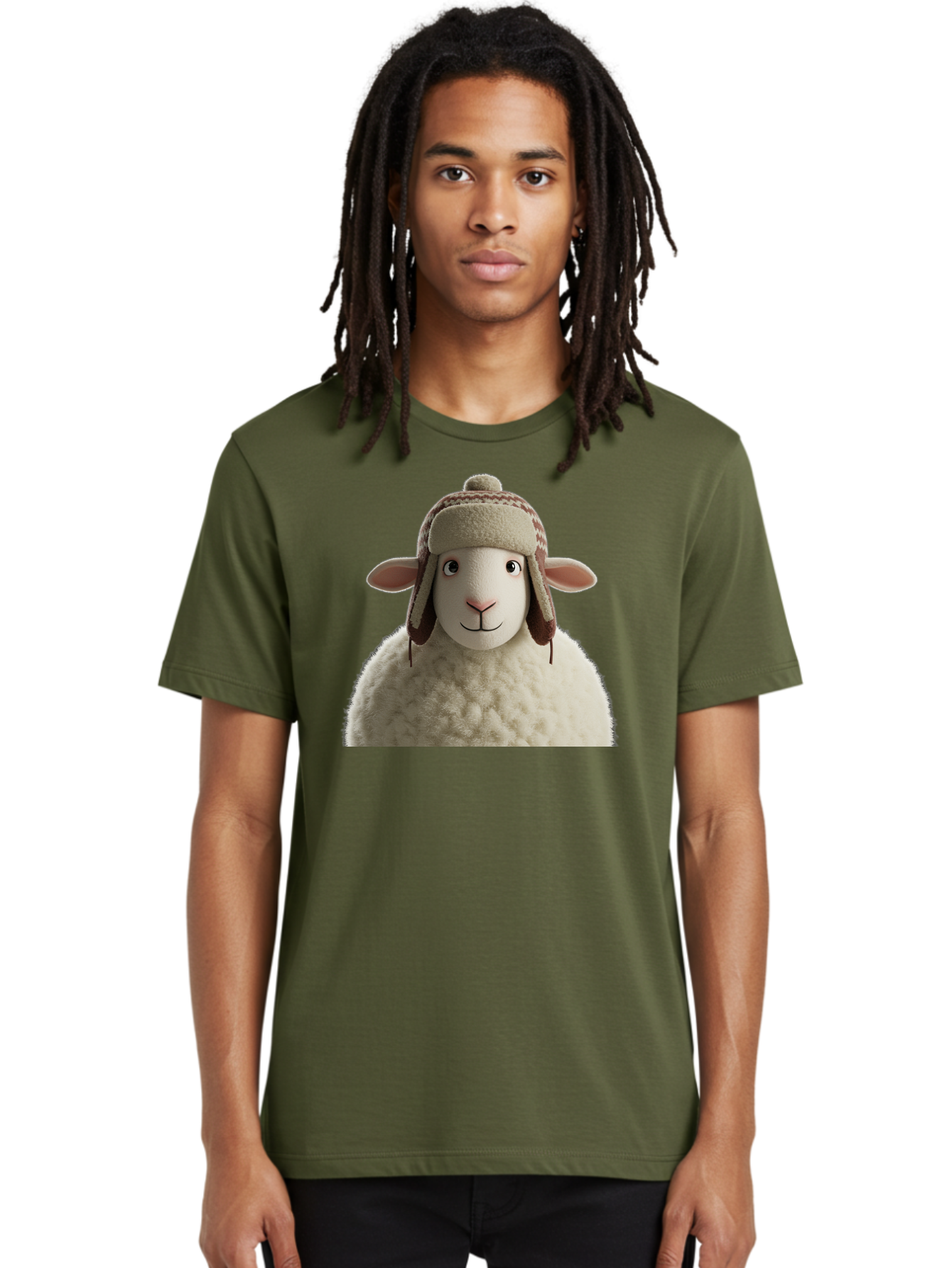 Shaun-The-Sheep Men'S Graphic Tee, 100% Cotton, Comfortable Casual Summer Wear, Machine Washable, Cartoon Sheep, Fluffy Sheep, Sheep With Hat, Funny Animal, Cute Character, Lovable Cartoon, Sheep Mascot, Funny Sheep, Woolly Sheep, Bad542